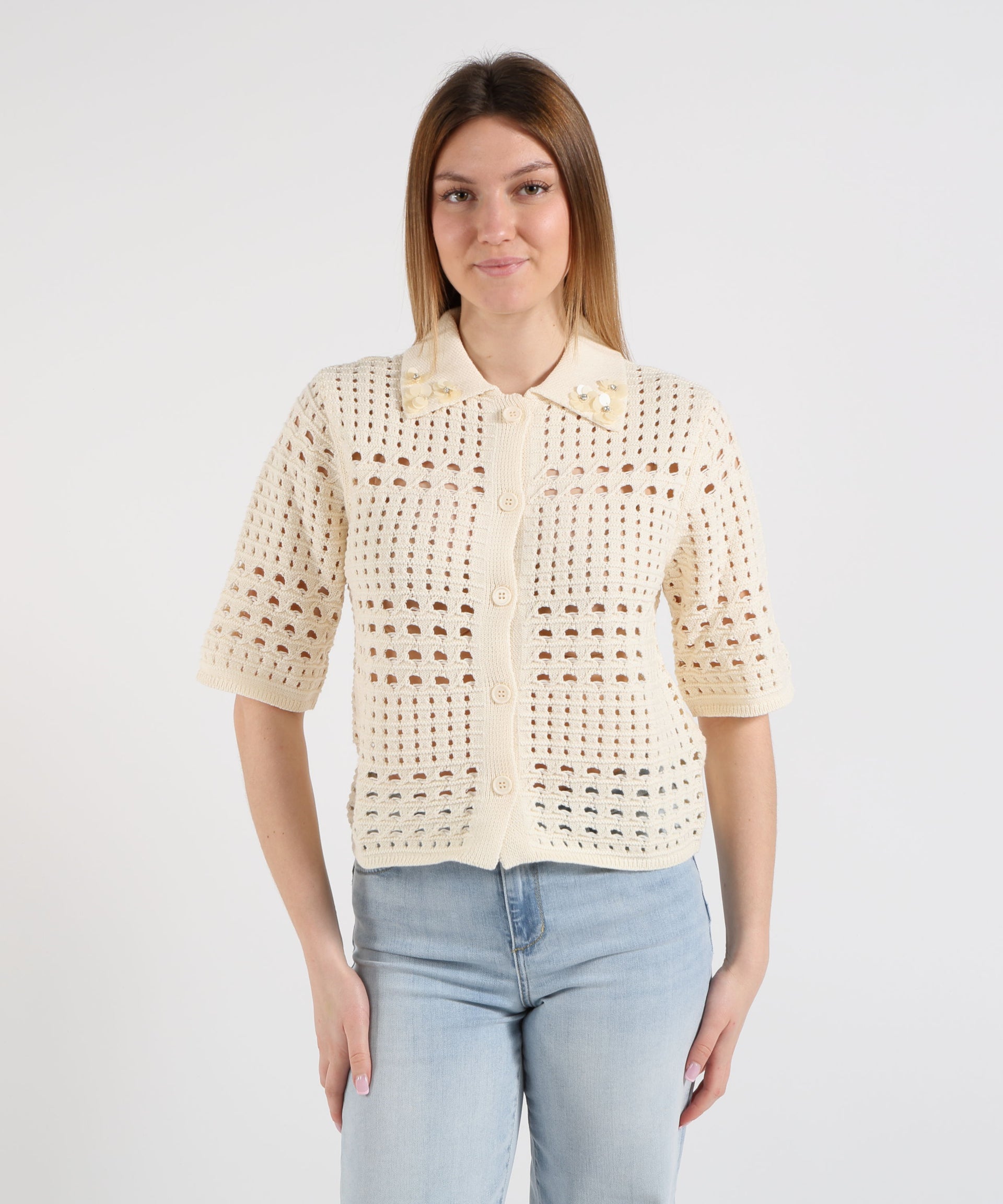 LIUJO WHITE Cardigan in crochet