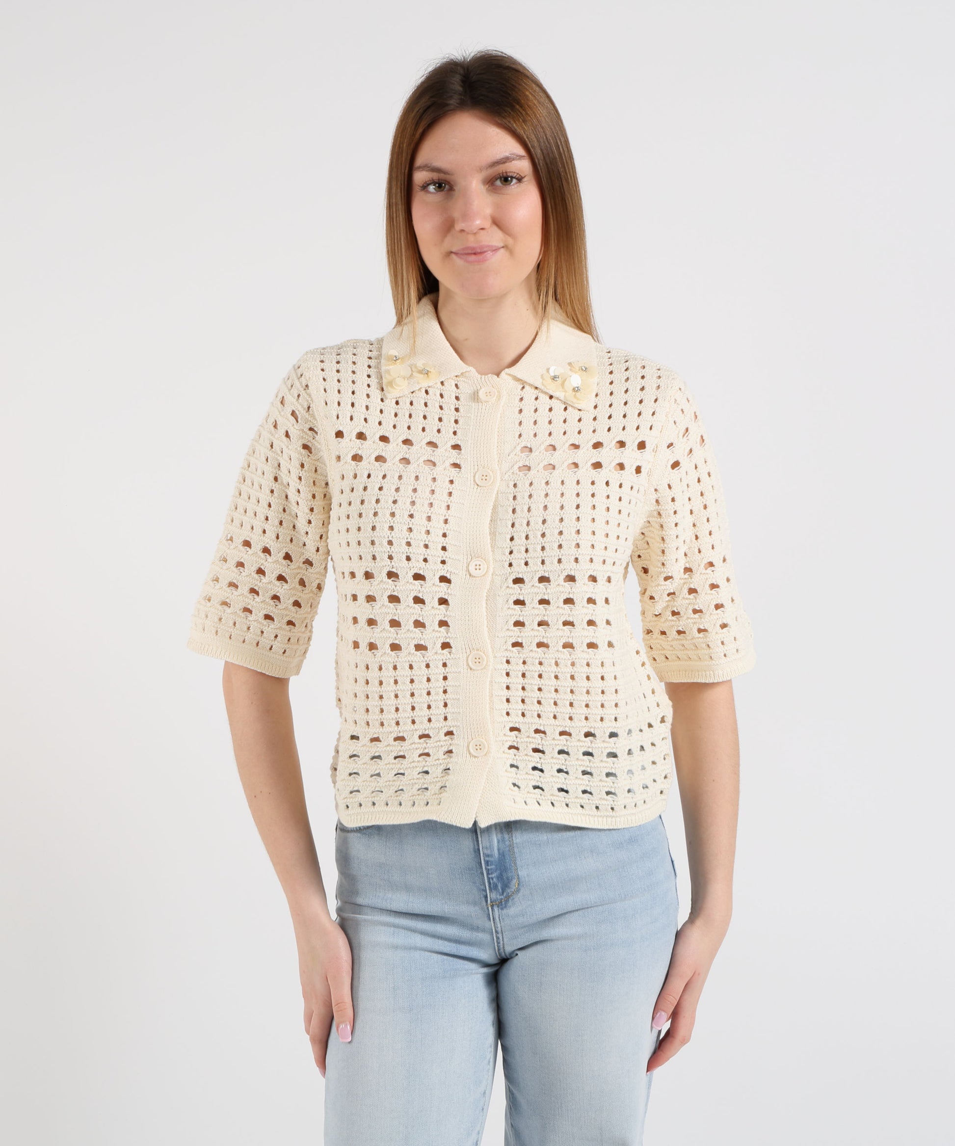 Knitwear LIUJO WHITE Crochet Cardigan Panna | LIUJO WHITE