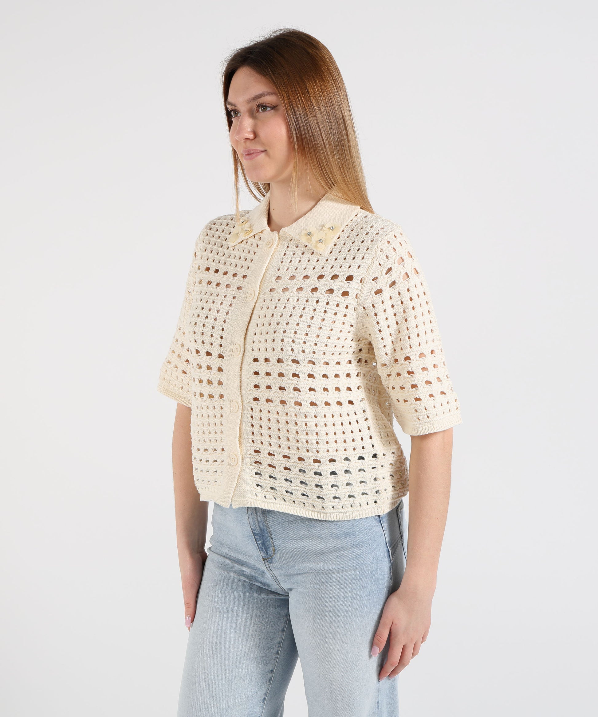 Knitwear LIUJO WHITE Crochet Cardigan Panna | LIUJO WHITE