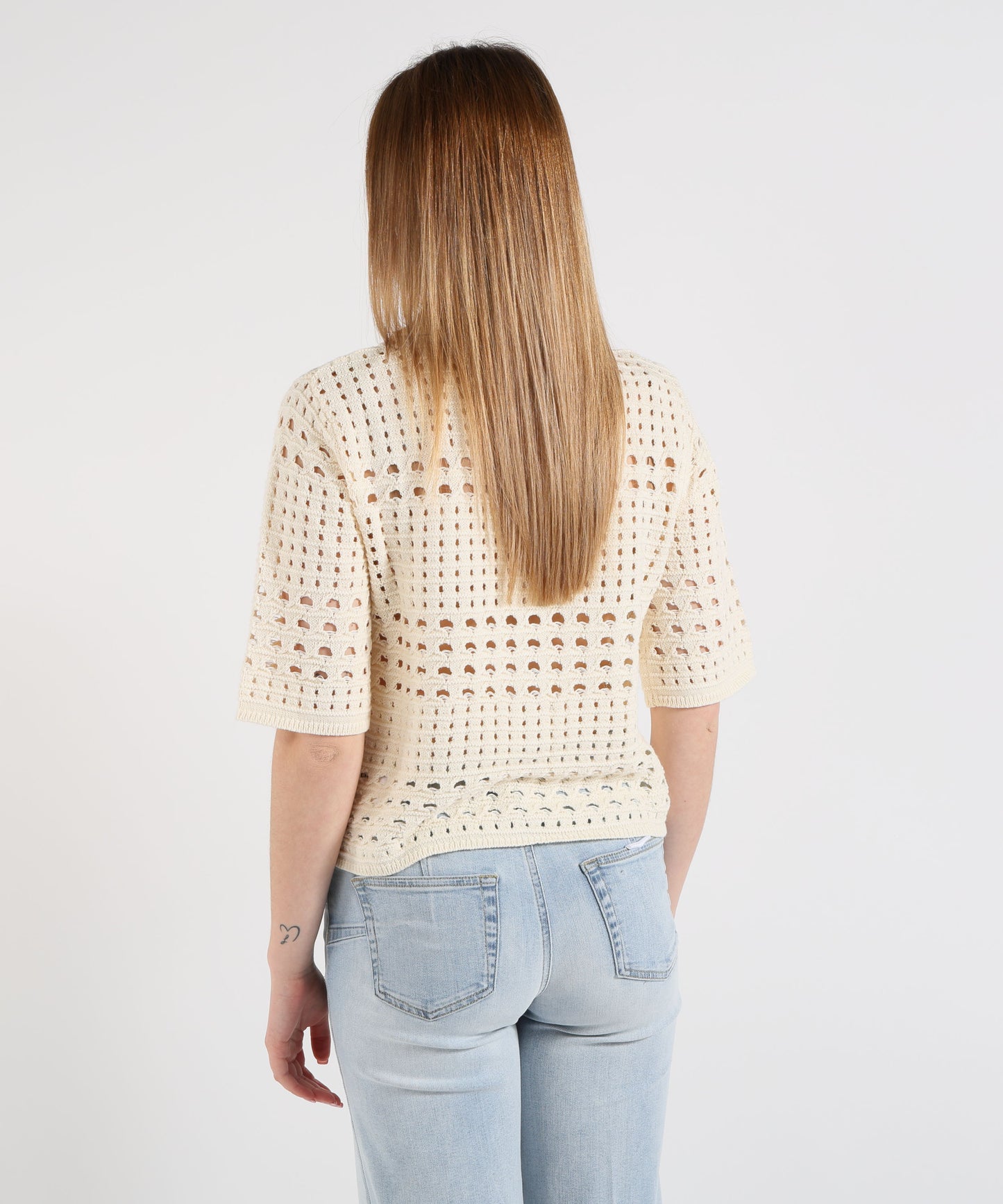 LIUJO WHITE Crochet Cardigan