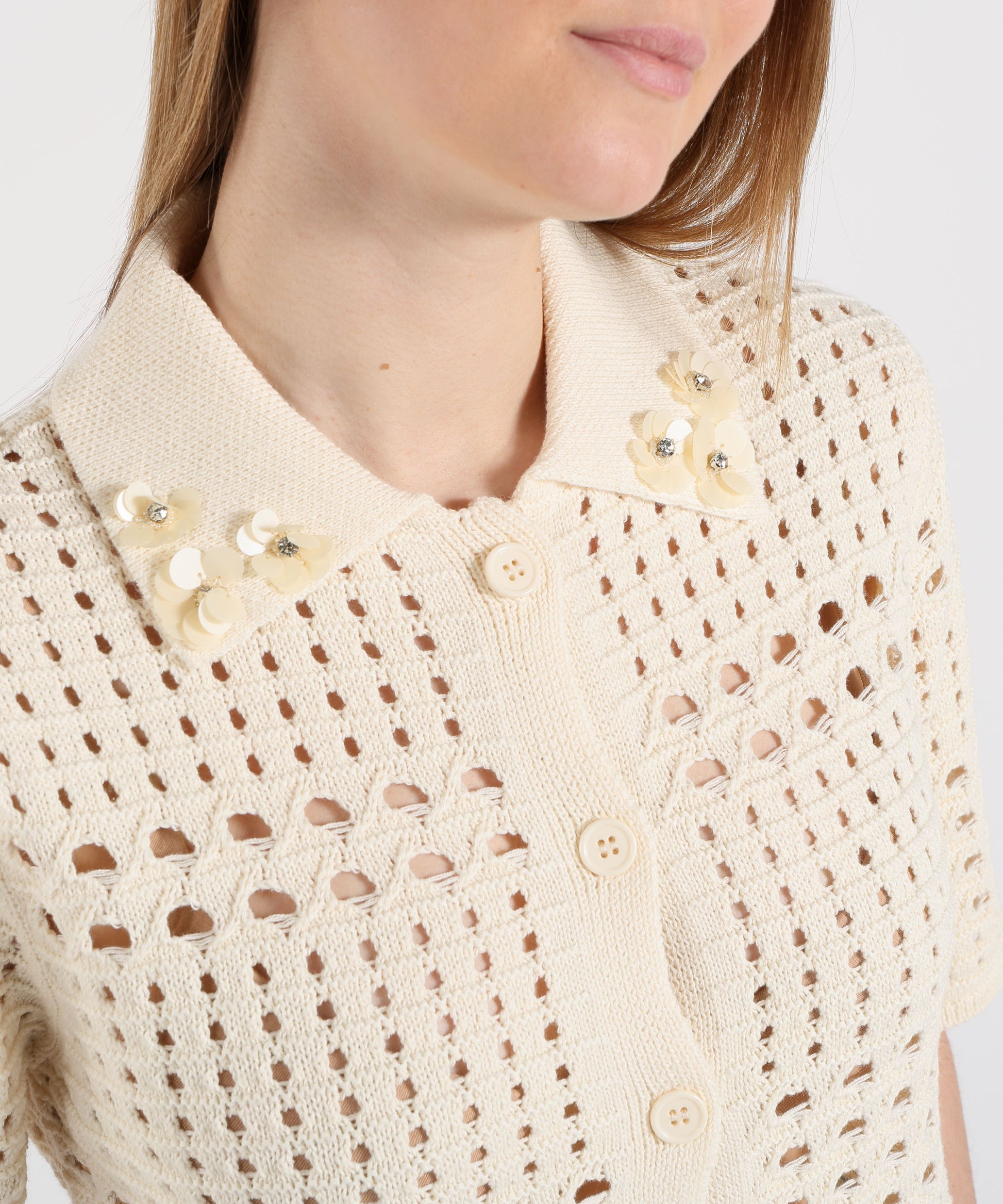 Knitwear LIUJO WHITE Crochet Cardigan Panna | LIUJO WHITE