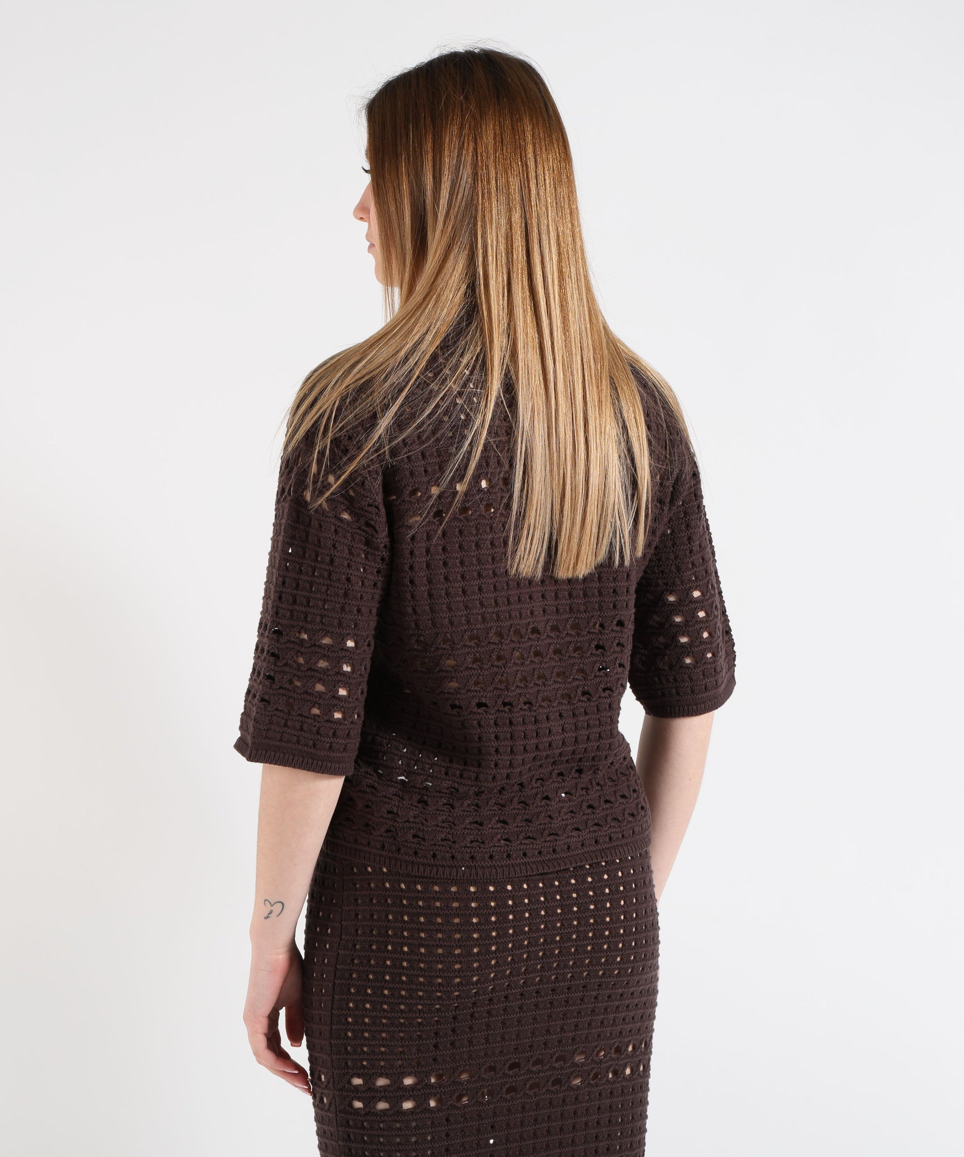 Knitwear LIUJO WHITE Crochet Cardigan Marrone | LIUJO WHITE