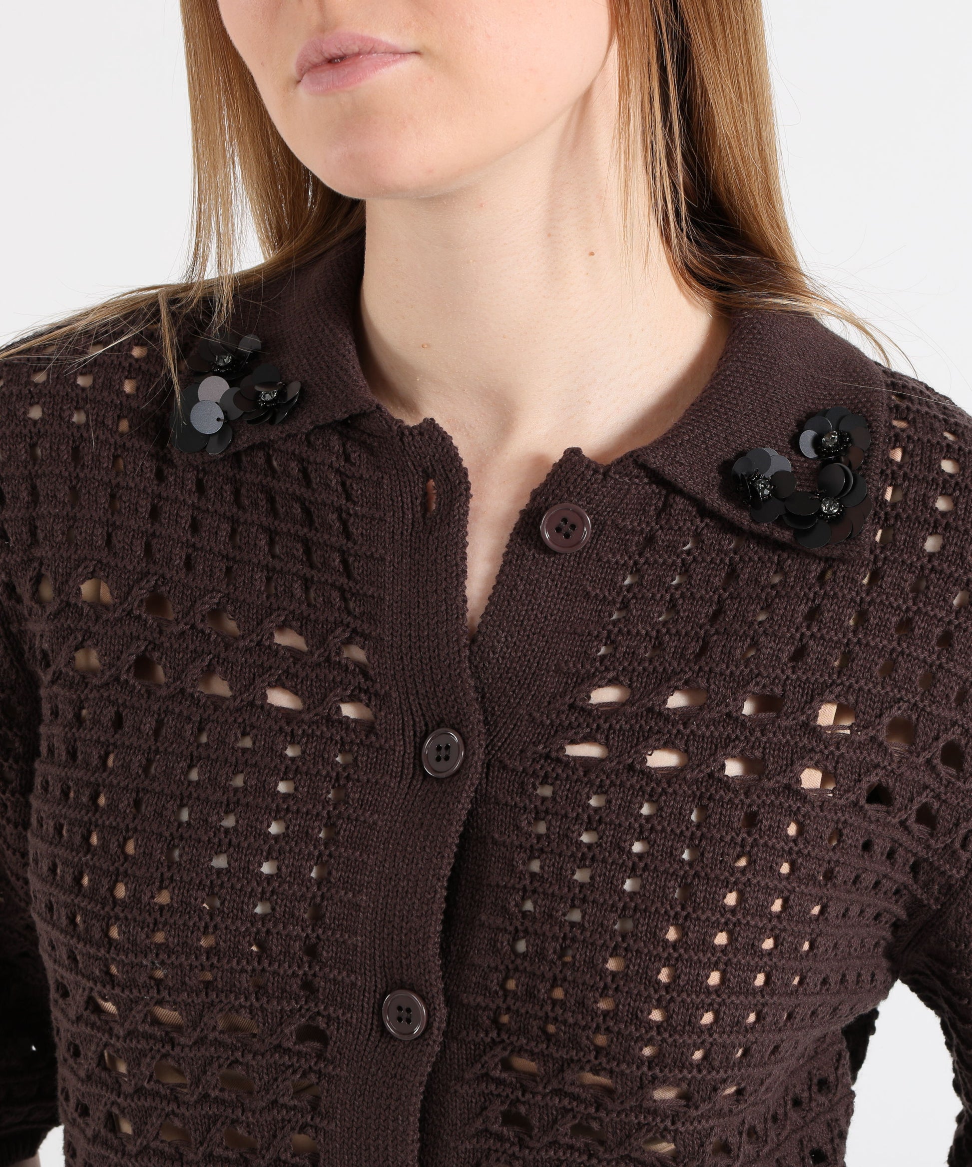 Knitwear LIUJO WHITE Crochet Cardigan Marrone | LIUJO WHITE