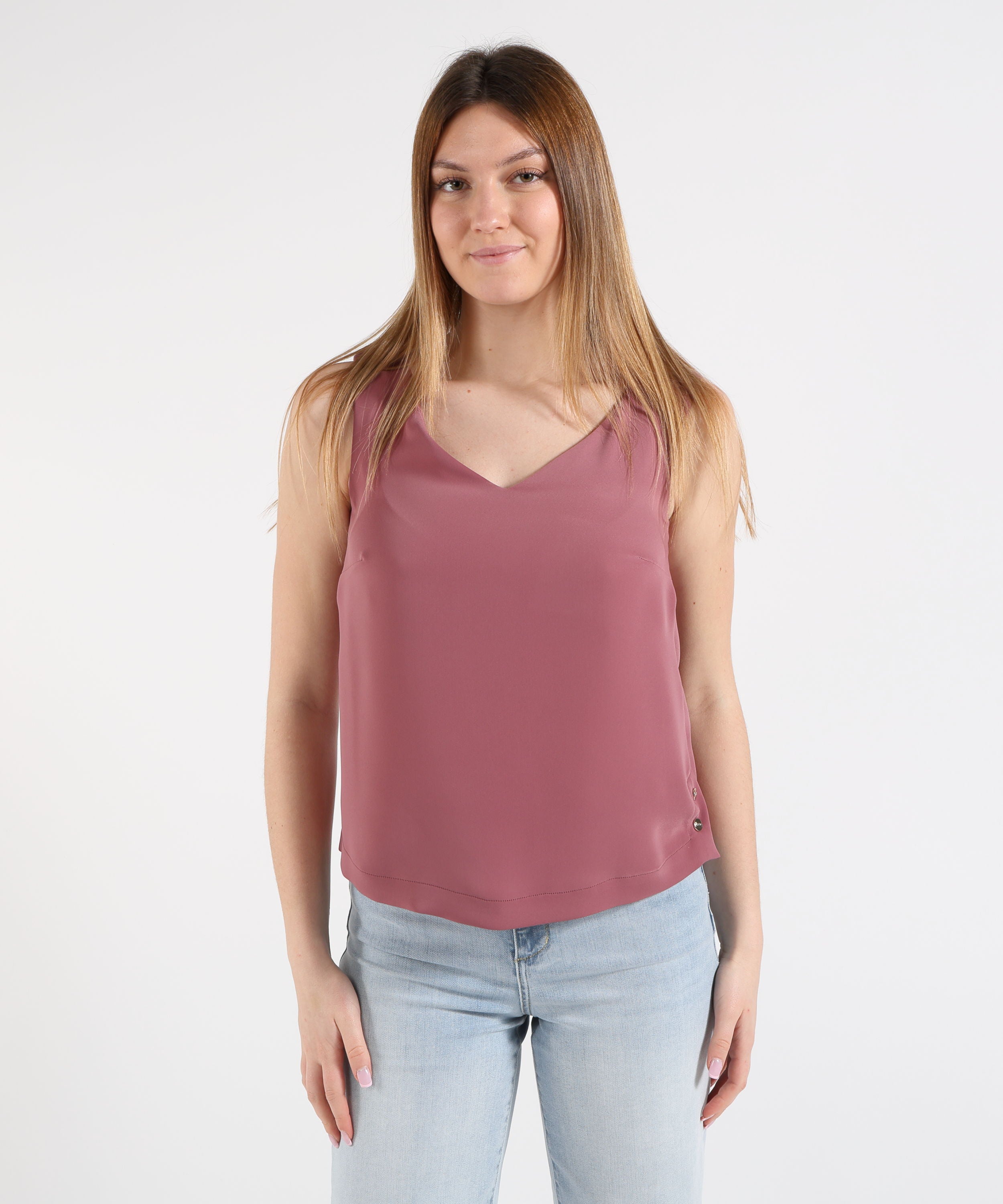HERNO Top scollo a V in lucent cady