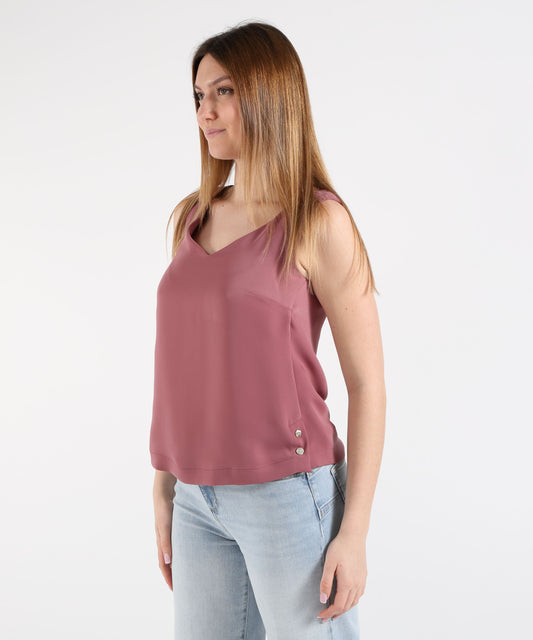 HERNO Top scollo a V in lucent cady