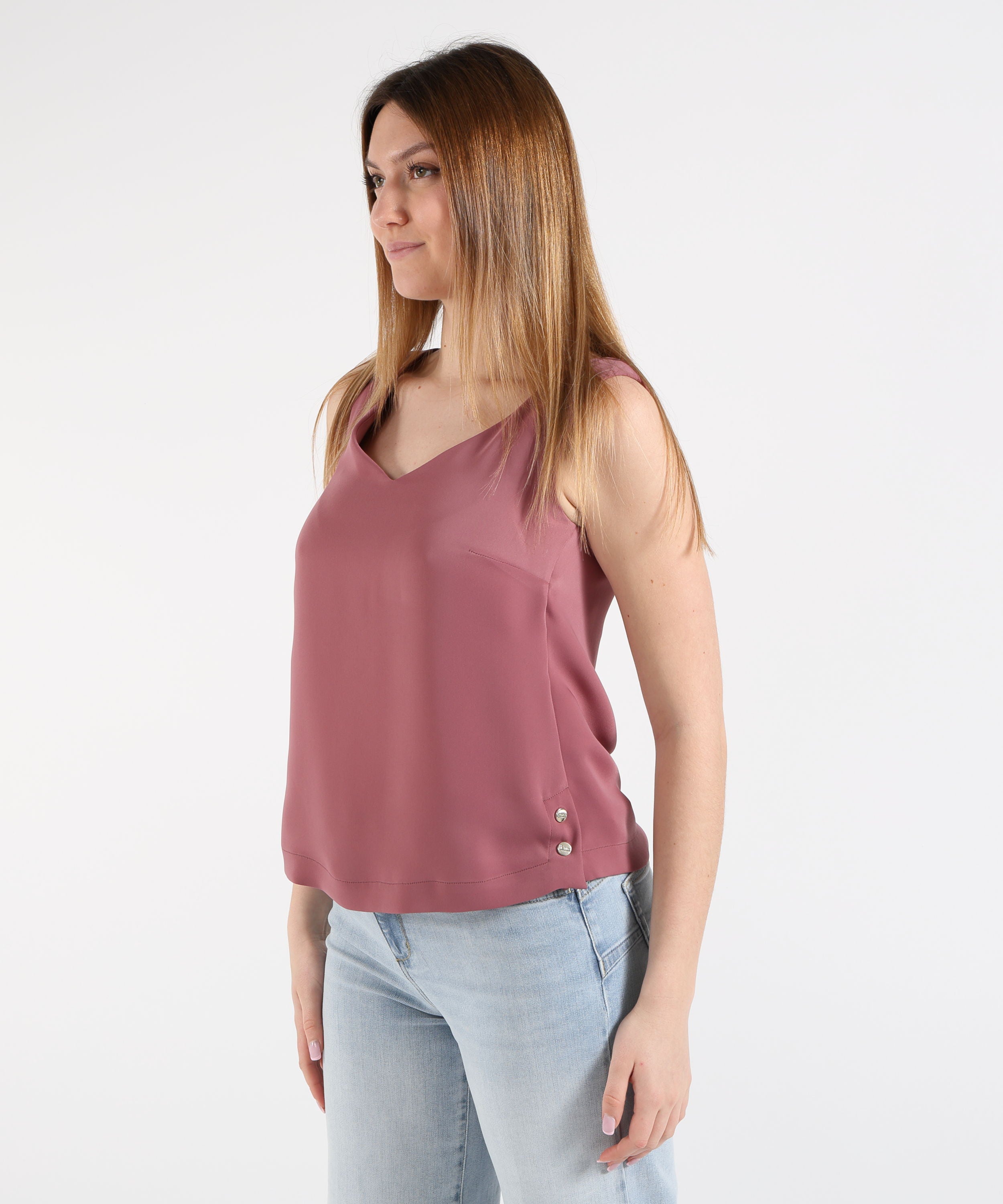HERNO Top scollo a V in lucent cady