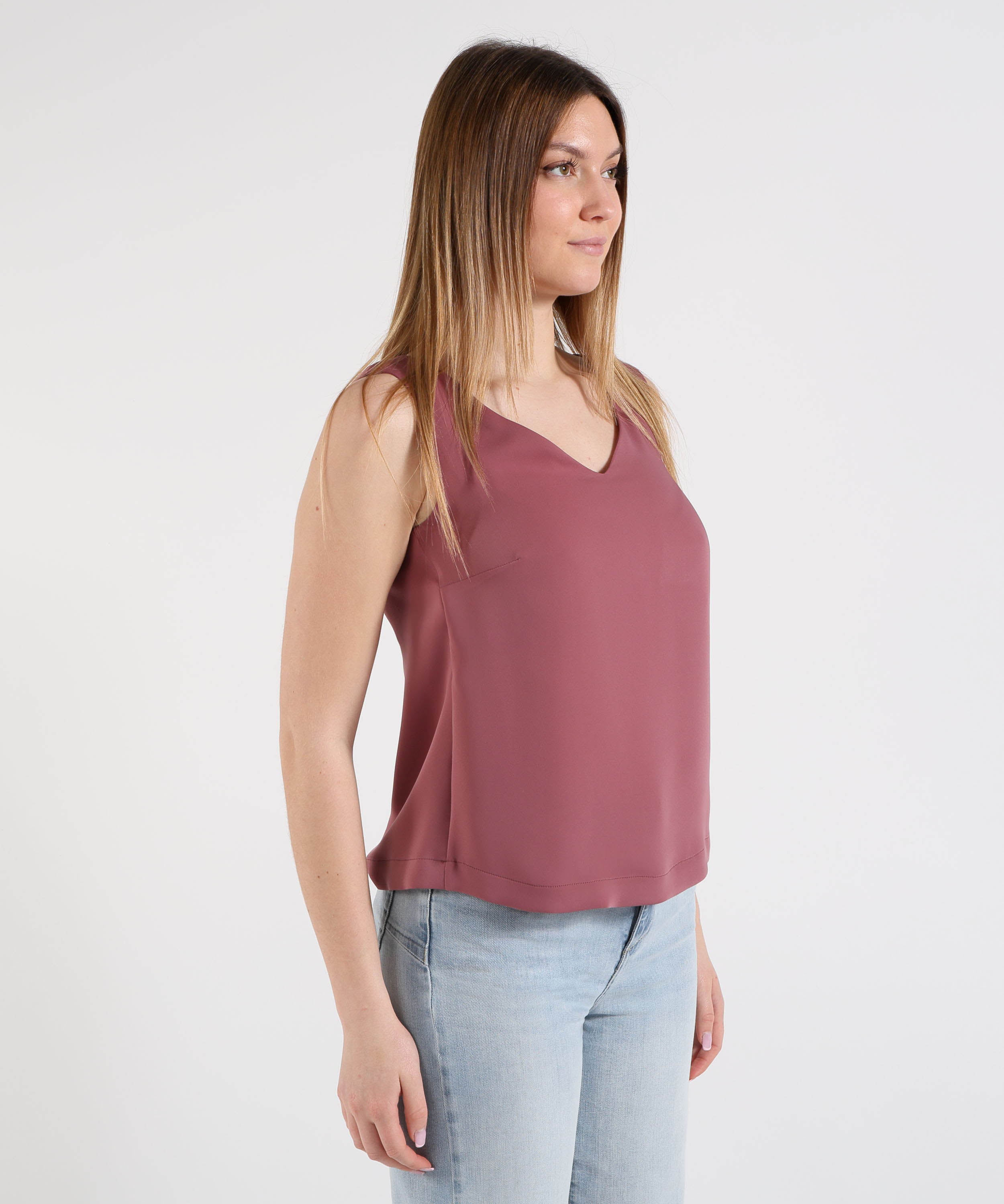 HERNO Top scollo a V in lucent cady