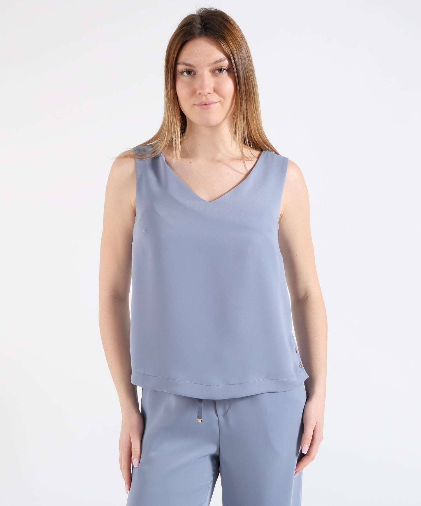 HERNO  V-neck top in lucent cady