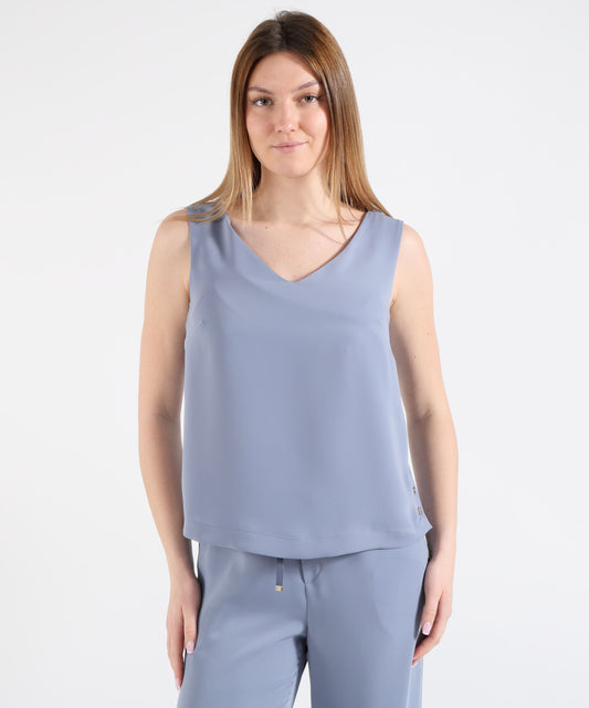 HERNO Top scollo a V in lucent cady