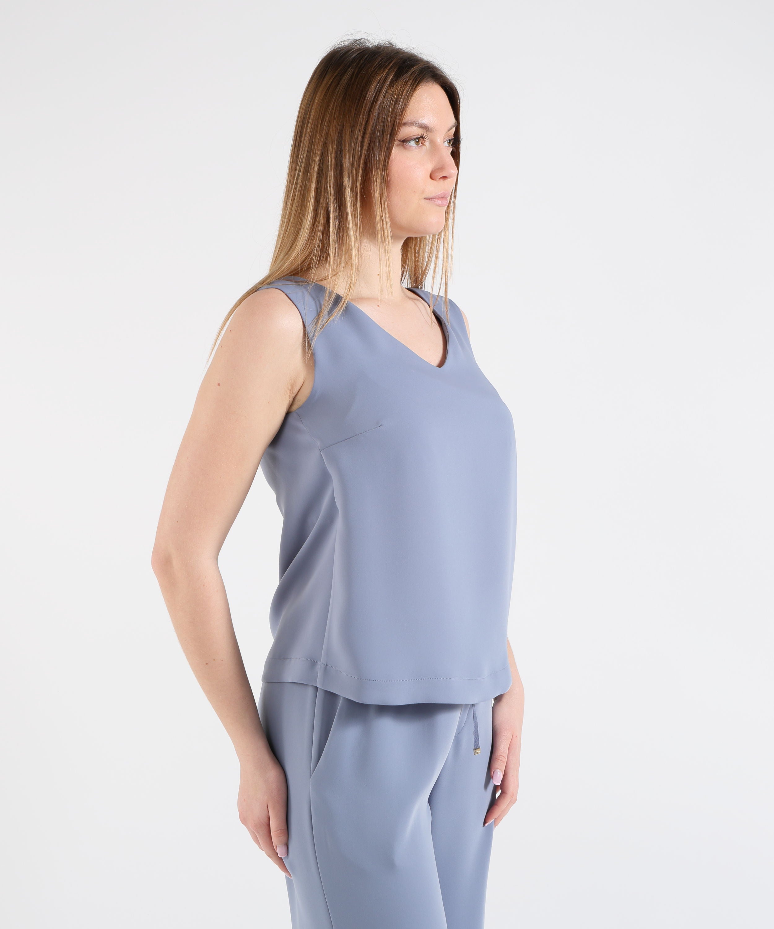 HERNO Top scollo a V in lucent cady