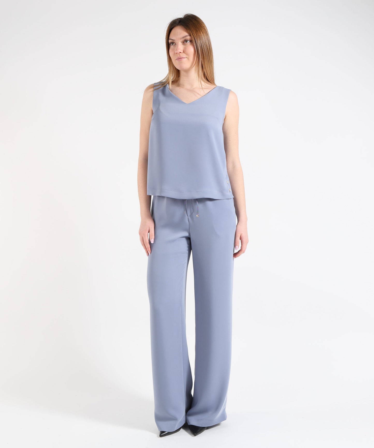 HERNO  V-neck top in lucent cady
