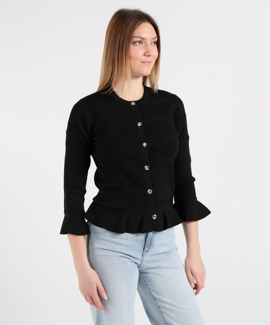 LIUJO BLACK Cardigan con volant