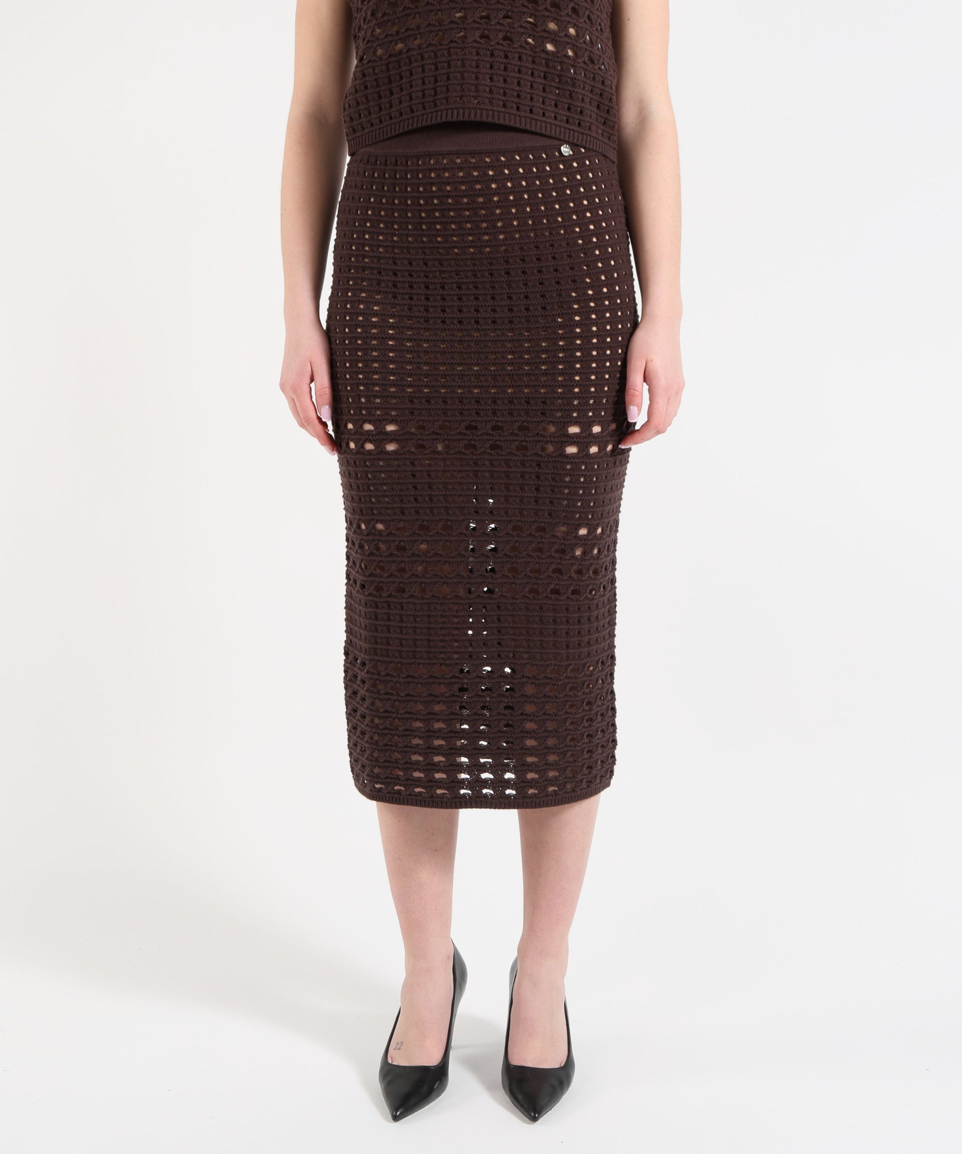 LIUJO WHITE Gonna midi in crochet