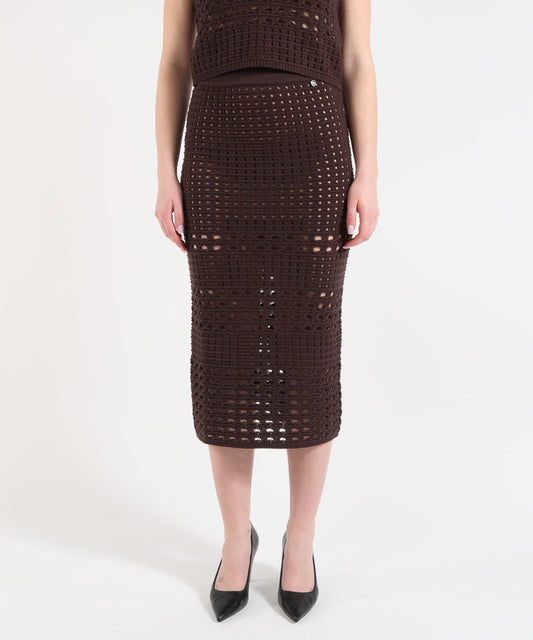 Skirts LIUJO WHITE Crochet Midi Skirt Marrone | LIUJO WHITE