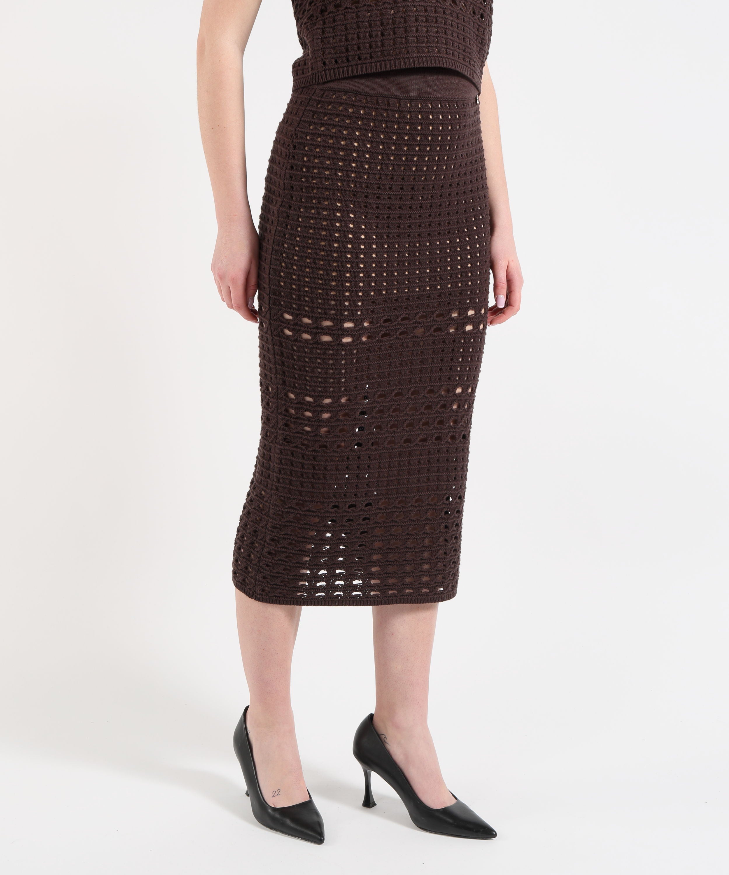 Skirts LIUJO WHITE Crochet Midi Skirt Marrone | LIUJO WHITE