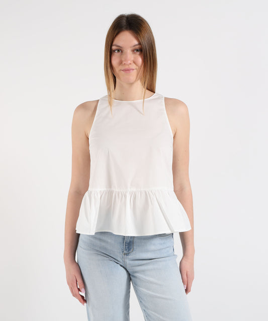 LIUJO WHITE Poplin Top with Bow