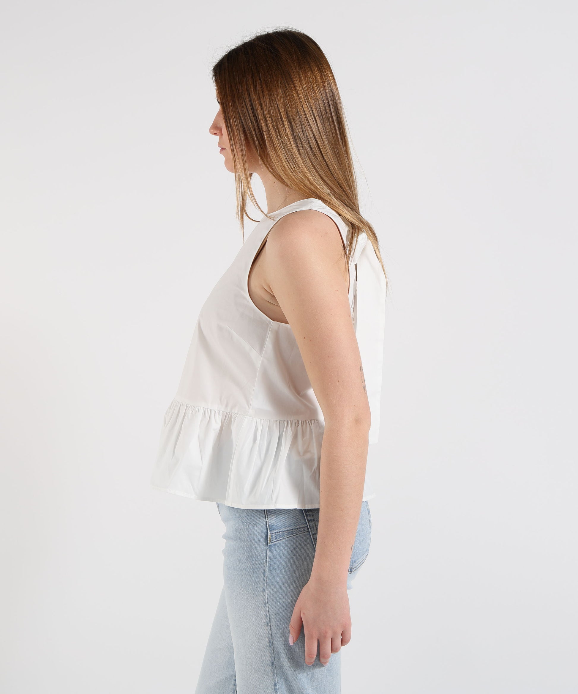 Top LIUJO WHITE Top in popeline con fiocco Bianco | LIUJO WHITE