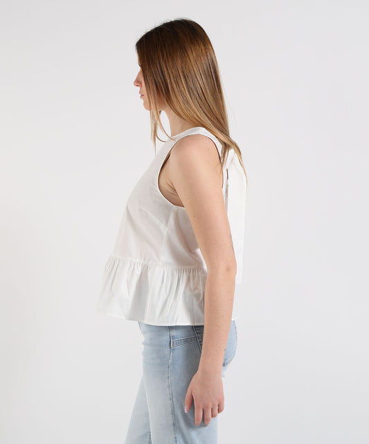 Top LIUJO WHITE Top in popeline con fiocco Bianco | LIUJO WHITE