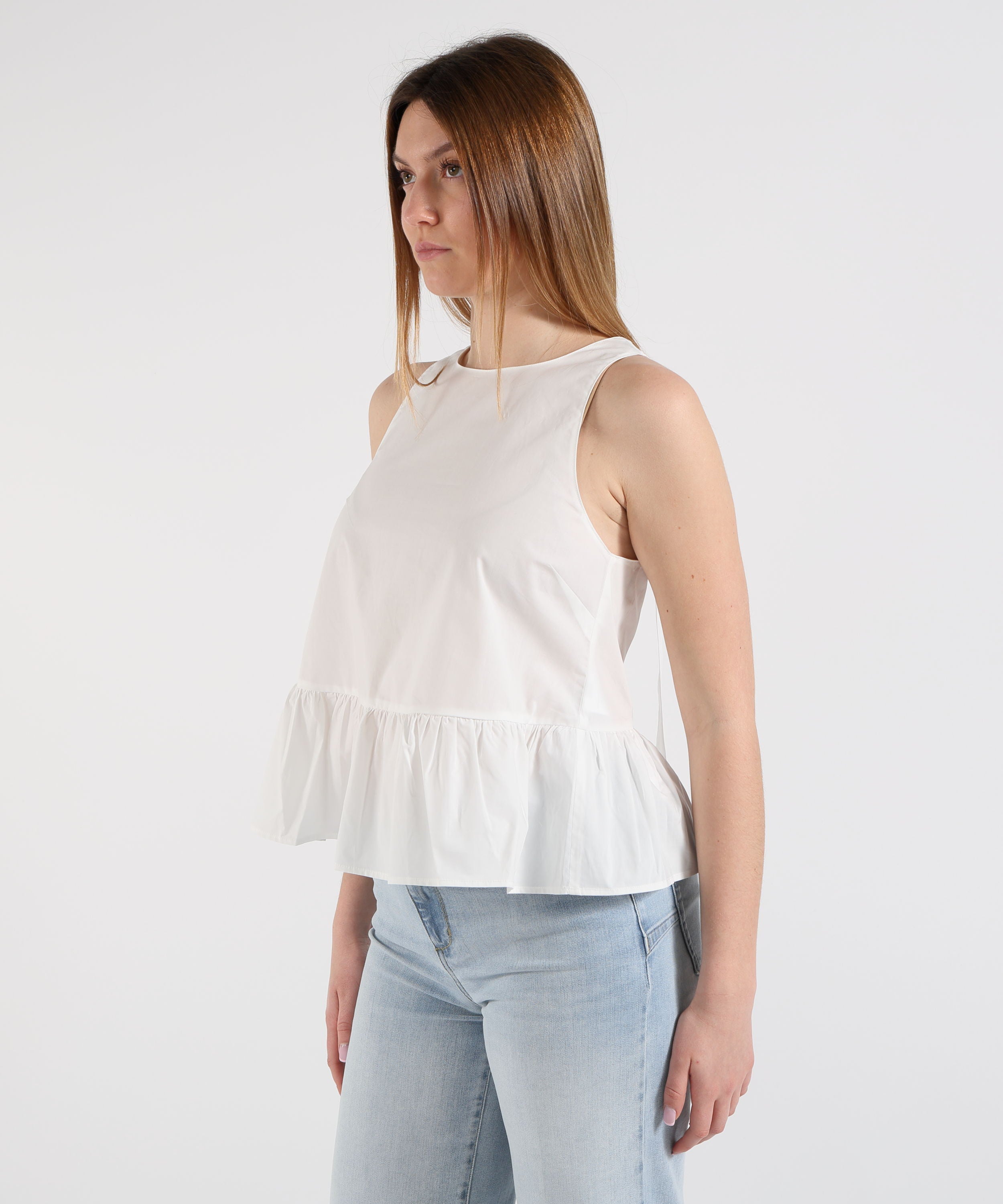 Top LIUJO WHITE Top in popeline con fiocco Bianco | LIUJO WHITE