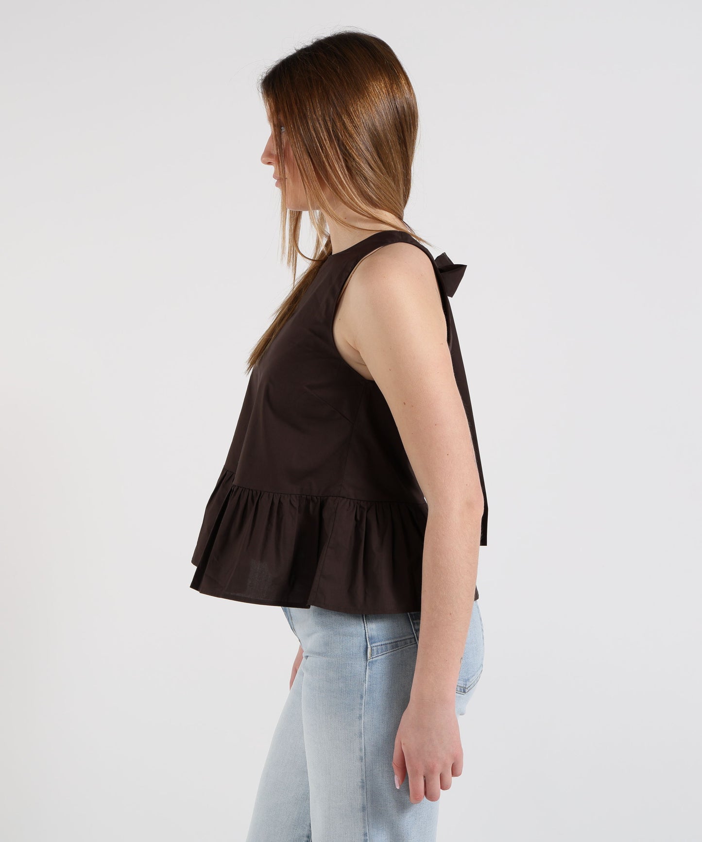 LIUJO WHITE Top in popeline con fiocco