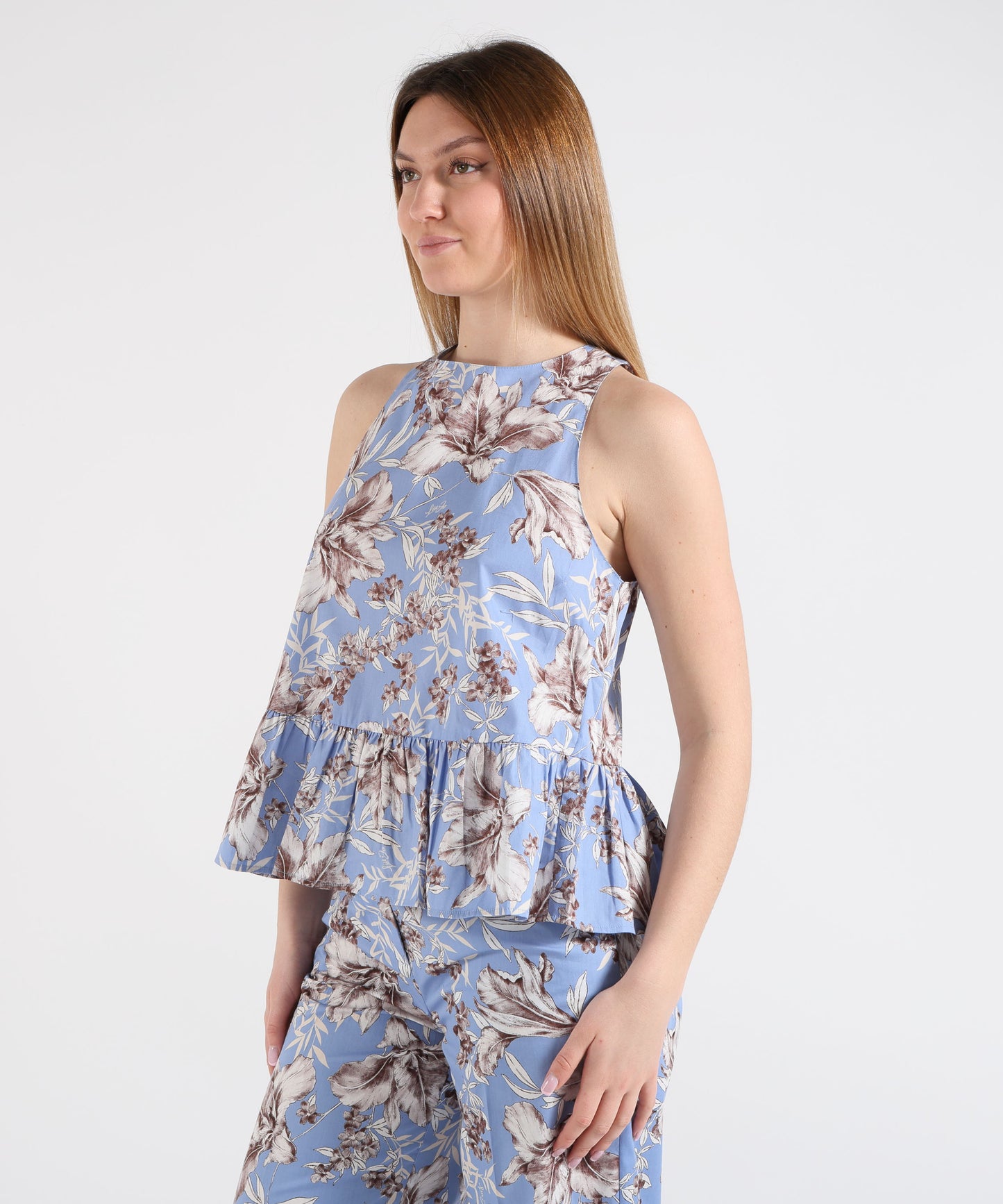 LIUJO WHITE Top in popeline con fiocco