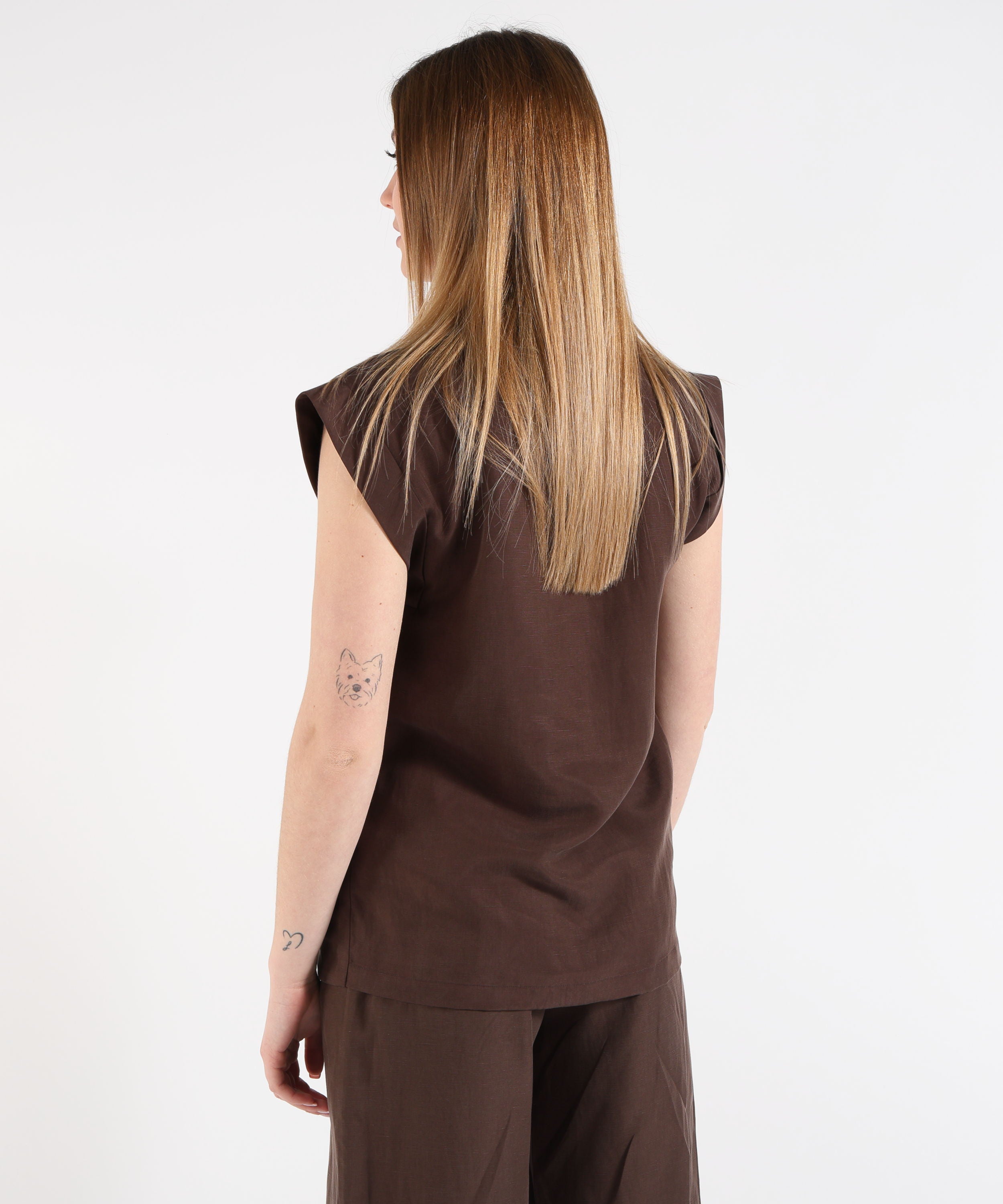 Vests LIUJO WHITE Linen-Blend Vest Marrone | LIUJO WHITE