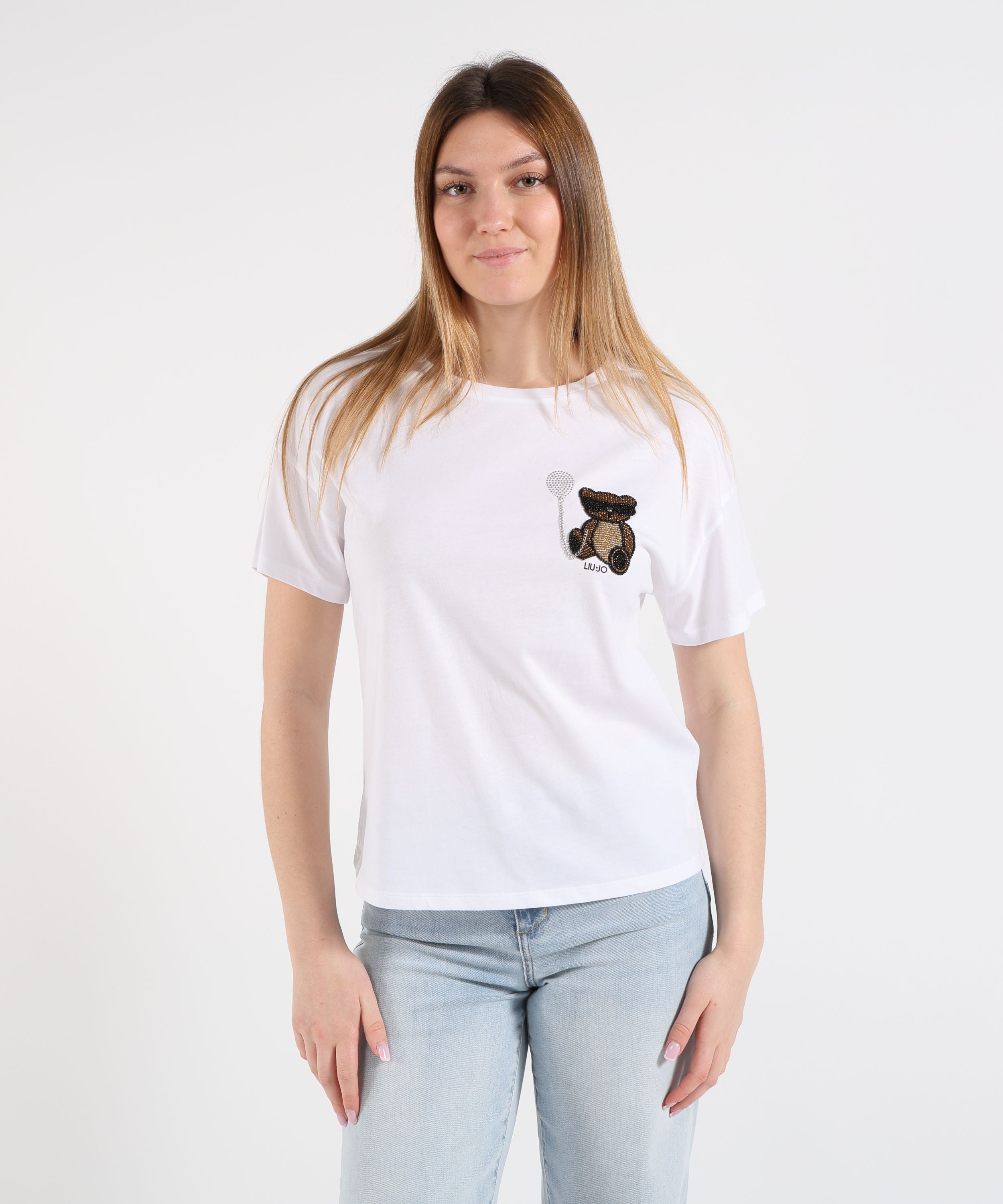 T-shirt LIUJO WHITE T-shirt con patch Bianco | LIUJO WHITE