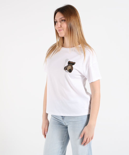 T-shirt LIUJO WHITE T-shirt con patch Bianco | LIUJO WHITE