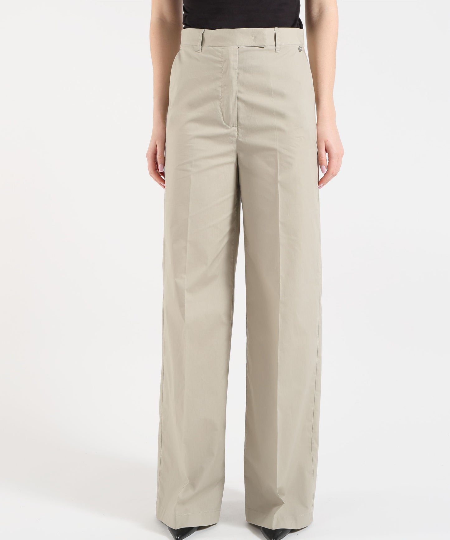 LIUJO WHITE Pantaloni palazzo in popeline