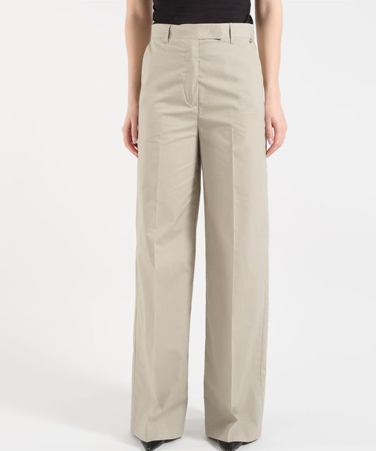 LIUJO WHITE Poplin Palazzo Pants