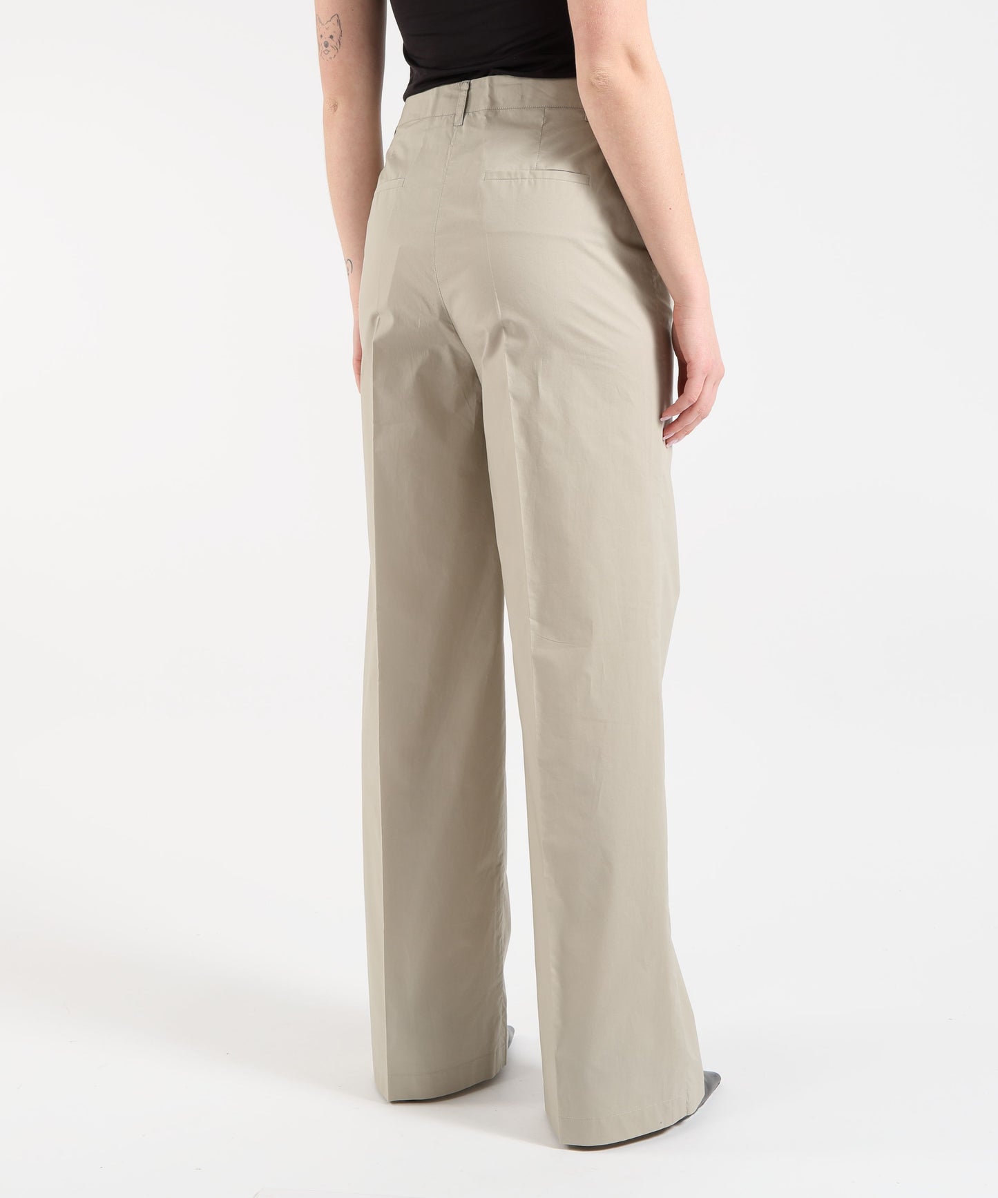 LIUJO WHITE Pantaloni palazzo in popeline