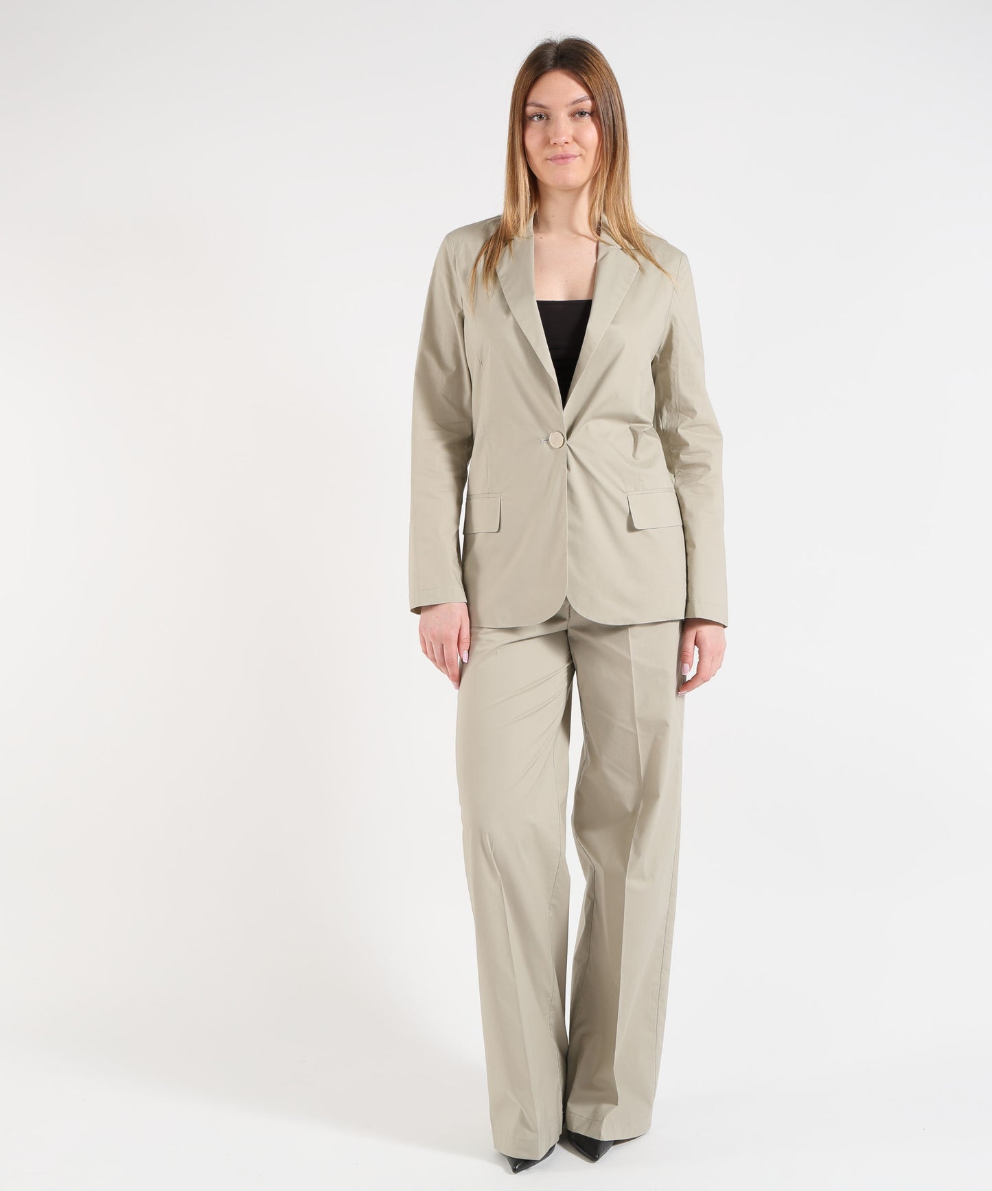 LIUJO WHITE Pantaloni palazzo in popeline