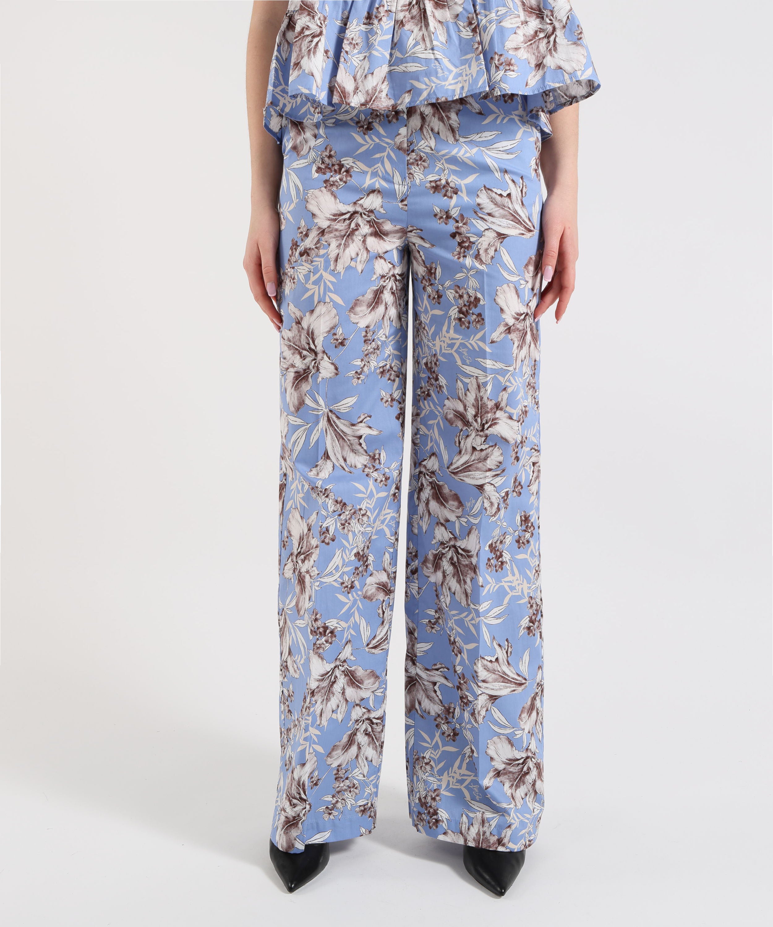 Trousers LIUJO WHITE Poplin Palazzo Pants Fantasia | LIUJO WHITE