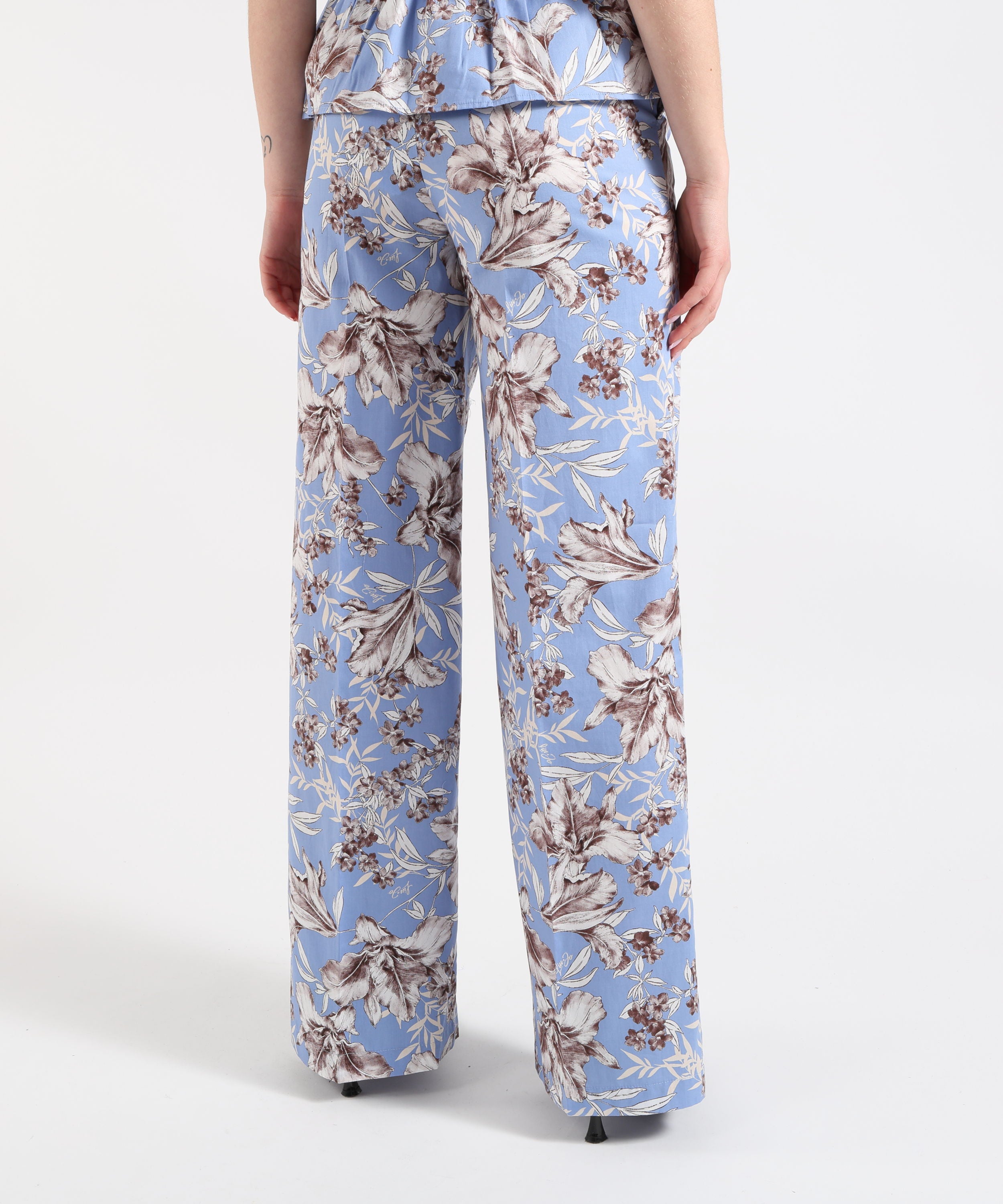 Trousers LIUJO WHITE Poplin Palazzo Pants Fantasia | LIUJO WHITE