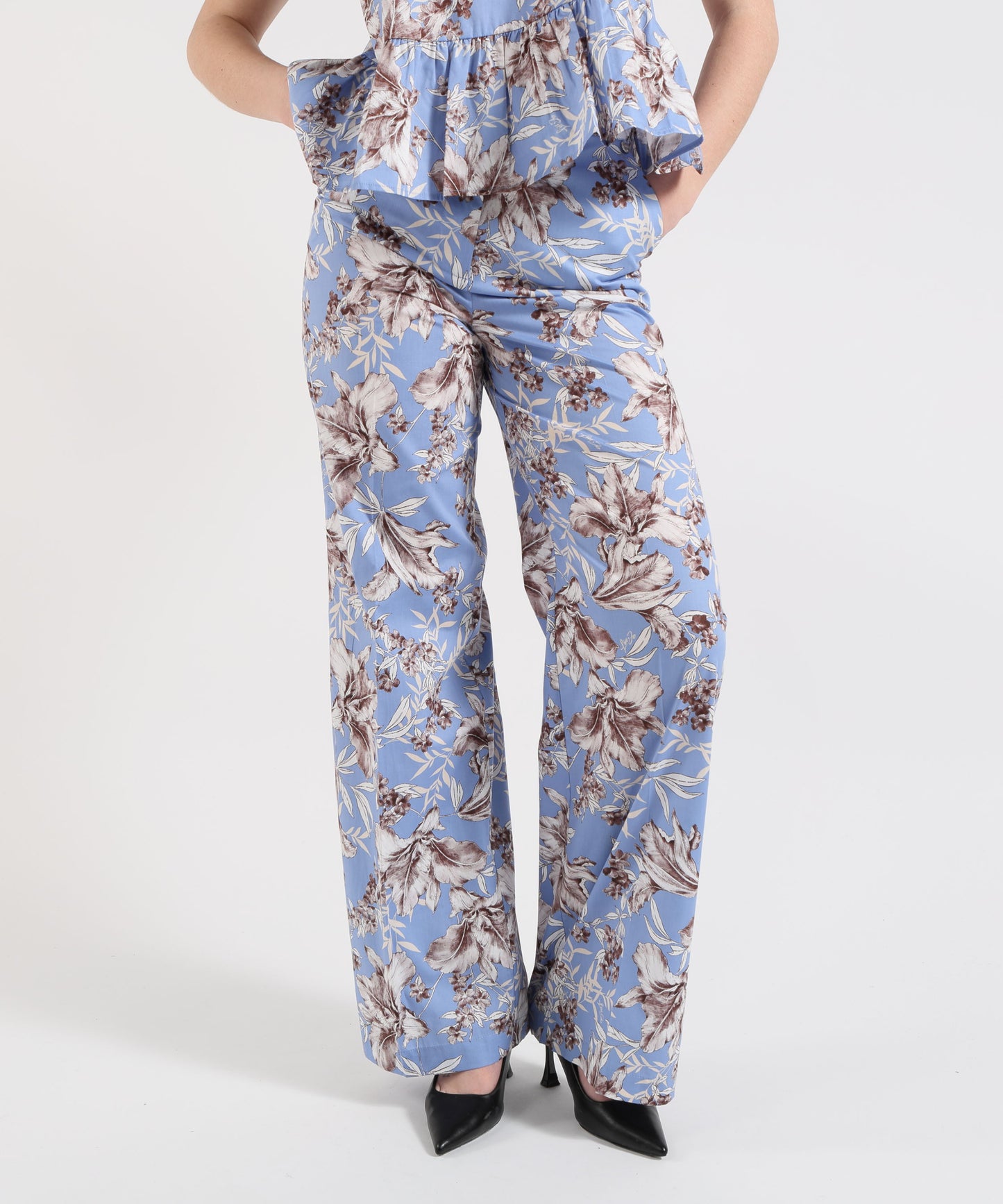 LIUJO WHITE Pantaloni palazzo in popeline