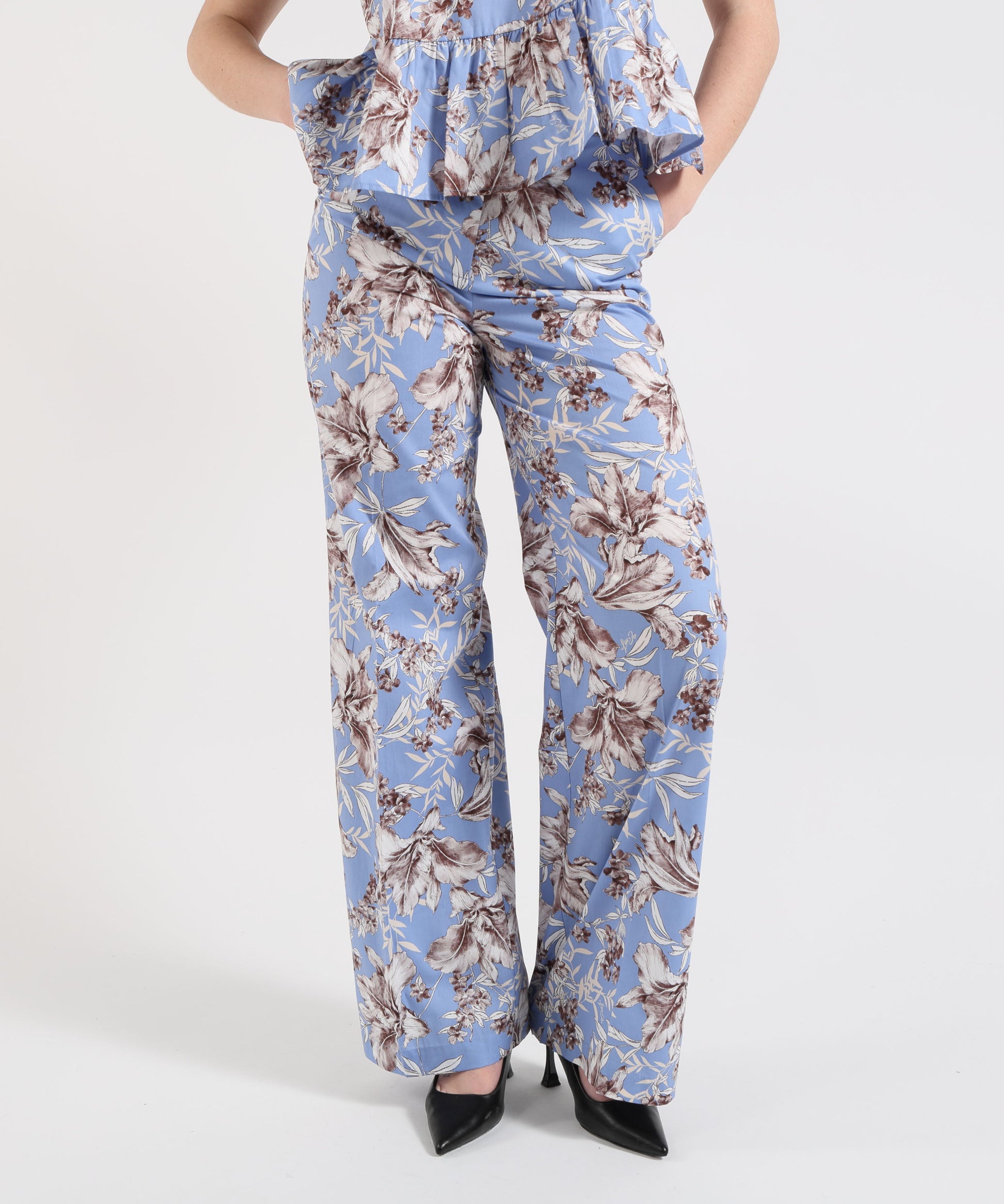 Pantaloni LIUJO WHITE Pantaloni palazzo in popeline Fantasia | LIUJO WHITE