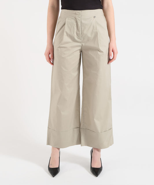 LIUJO WHITE Poplin Flare Pants