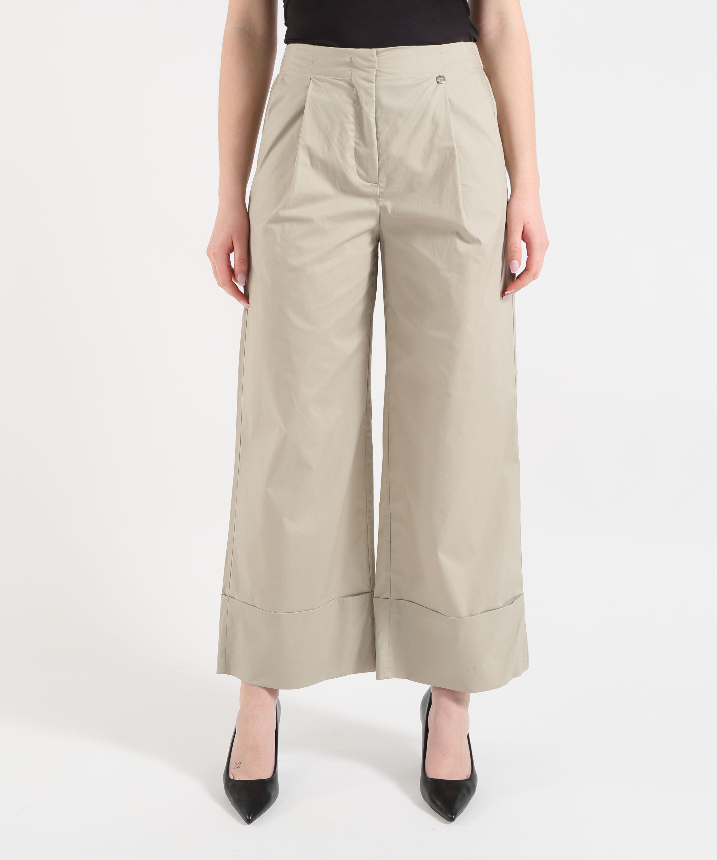 Trousers LIUJO WHITE Poplin Flare Pants Grigio | LIUJO WHITE