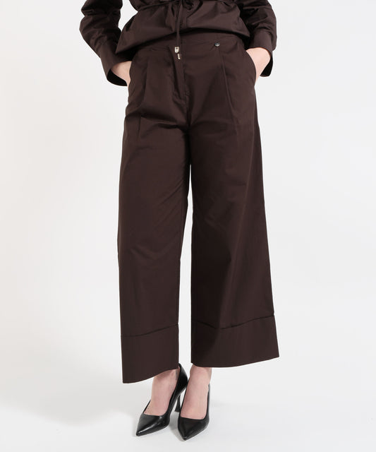 Trousers LIUJO WHITE Poplin Flare Pants Marrone | LIUJO WHITE