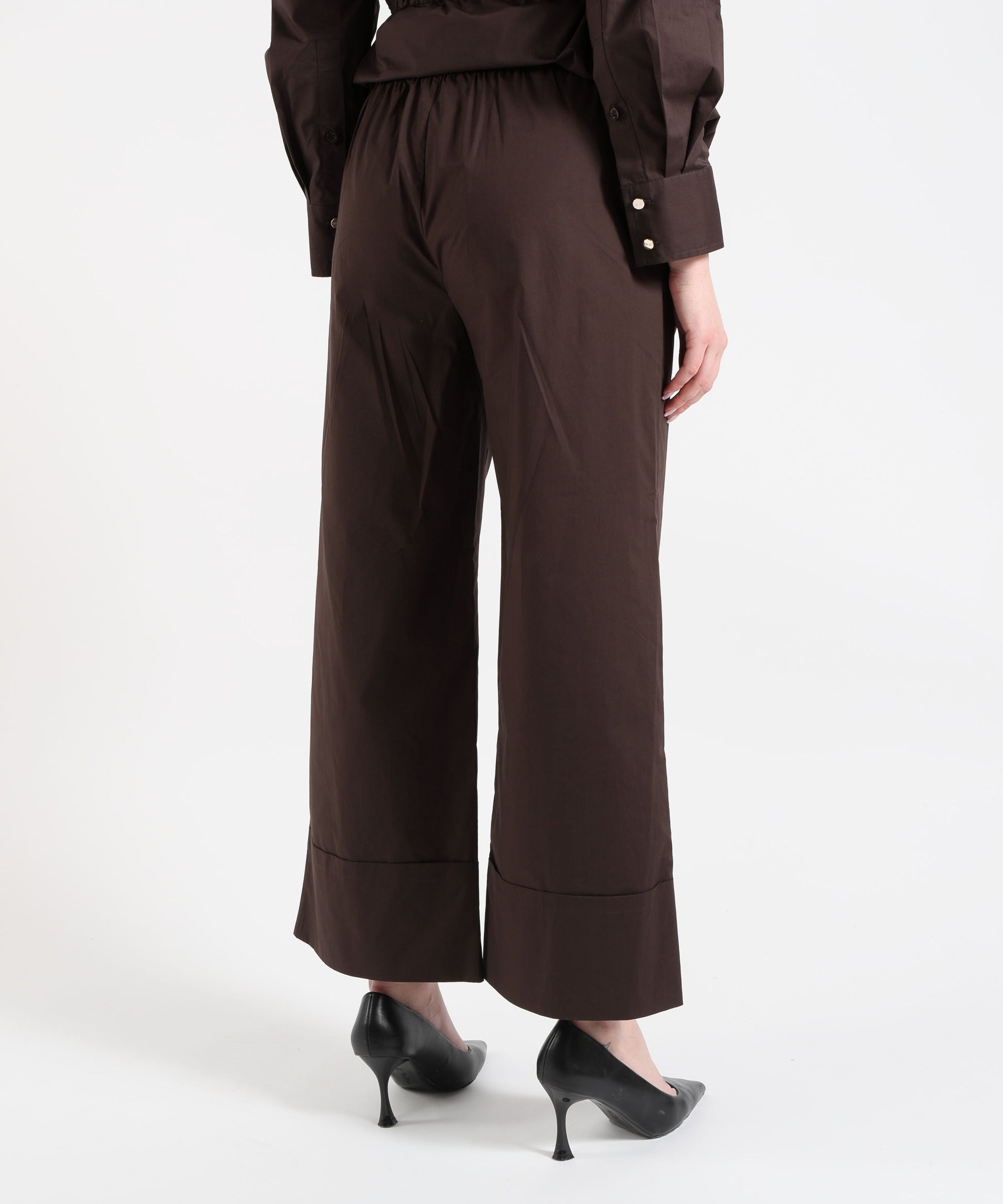 Pantaloni LIUJO WHITE Pantaloni flare in popeline Marrone | LIUJO WHITE