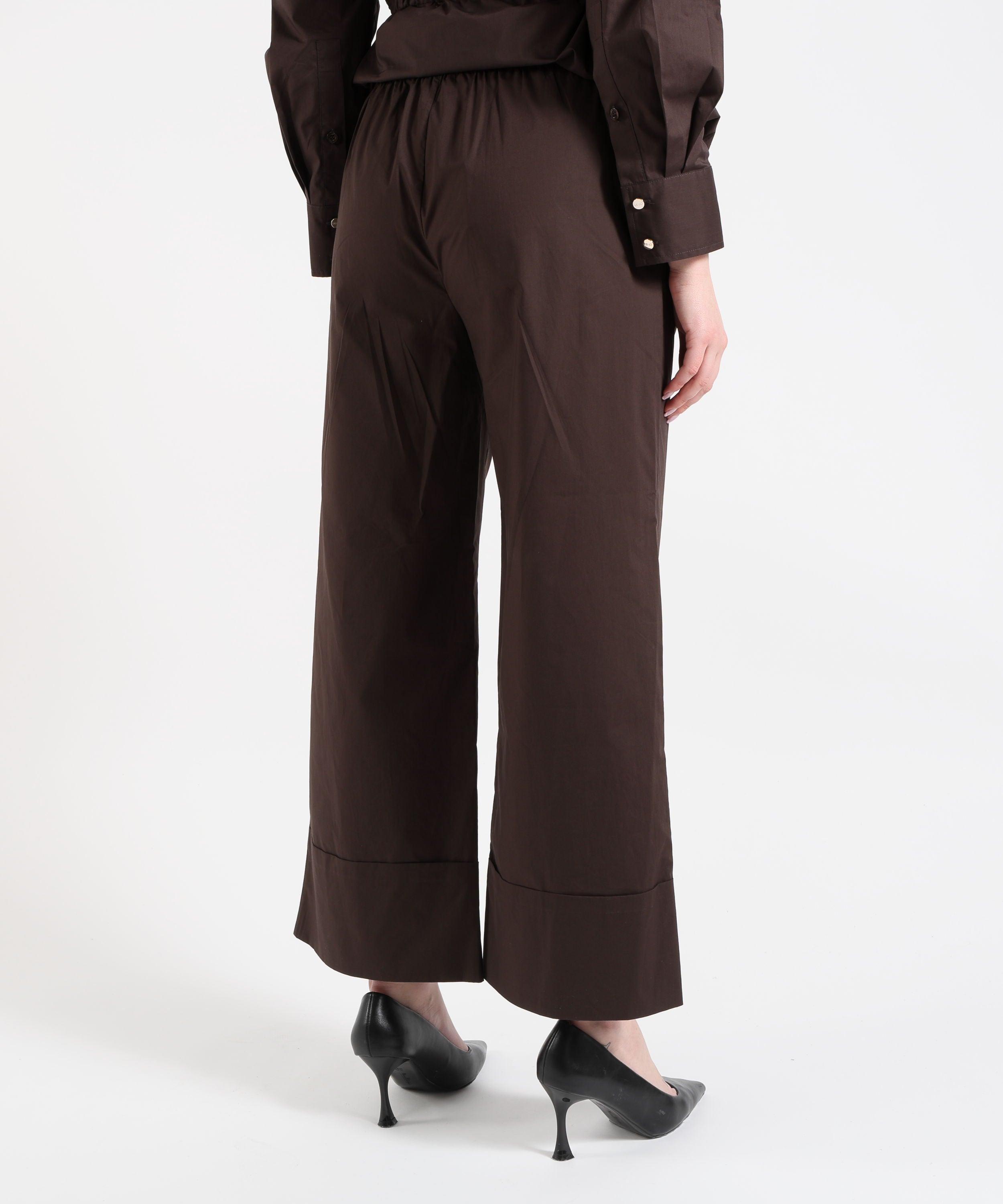 Trousers LIUJO WHITE Poplin Flare Pants Marrone | LIUJO WHITE
