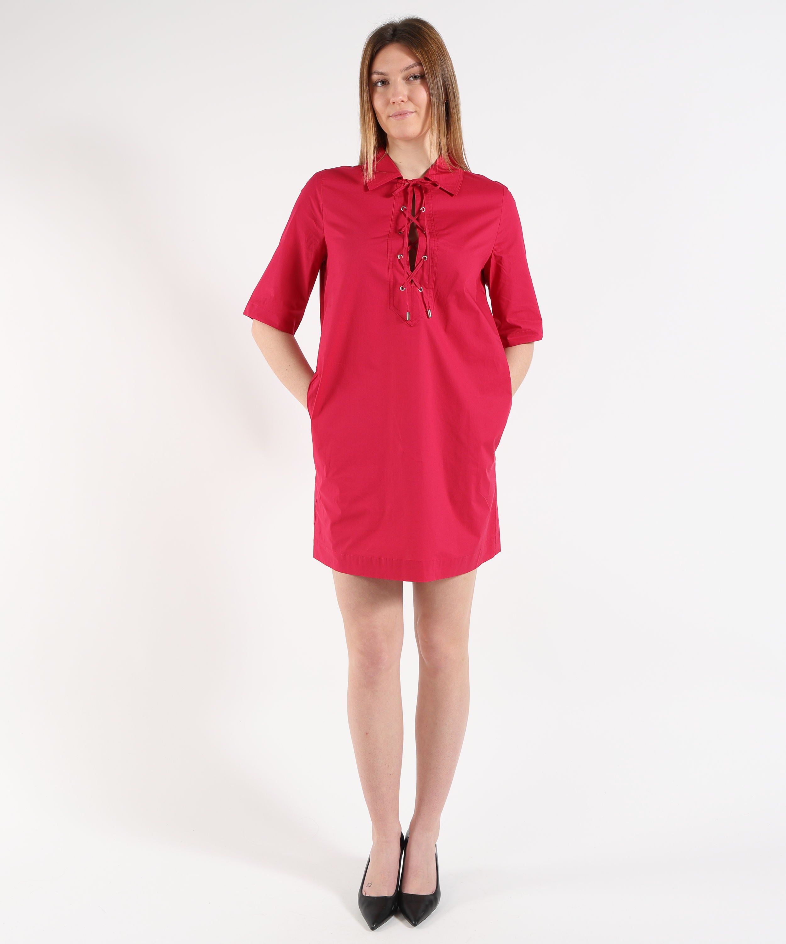 Dresses & Suits LIUJO WHITE Poplin Short Dress Rosso | LIUJO WHITE