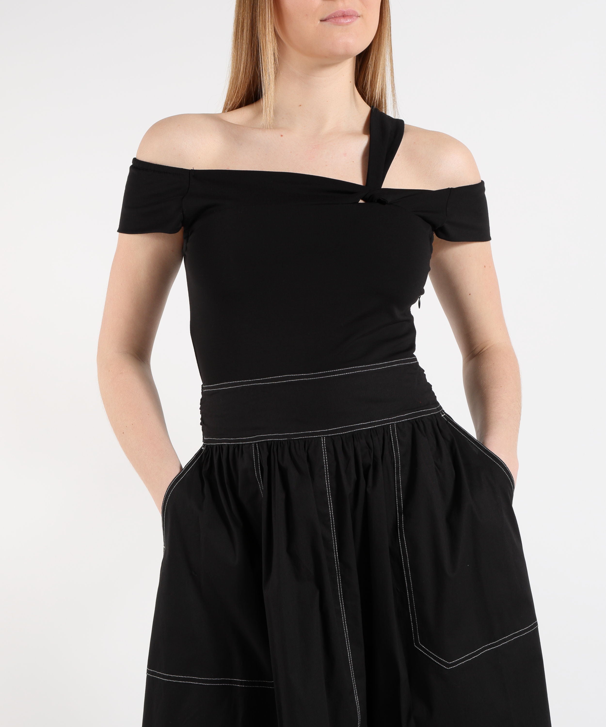 Dresses & Suits LIUJO WHITE Bardot Neck Dress Nero | LIUJO WHITE