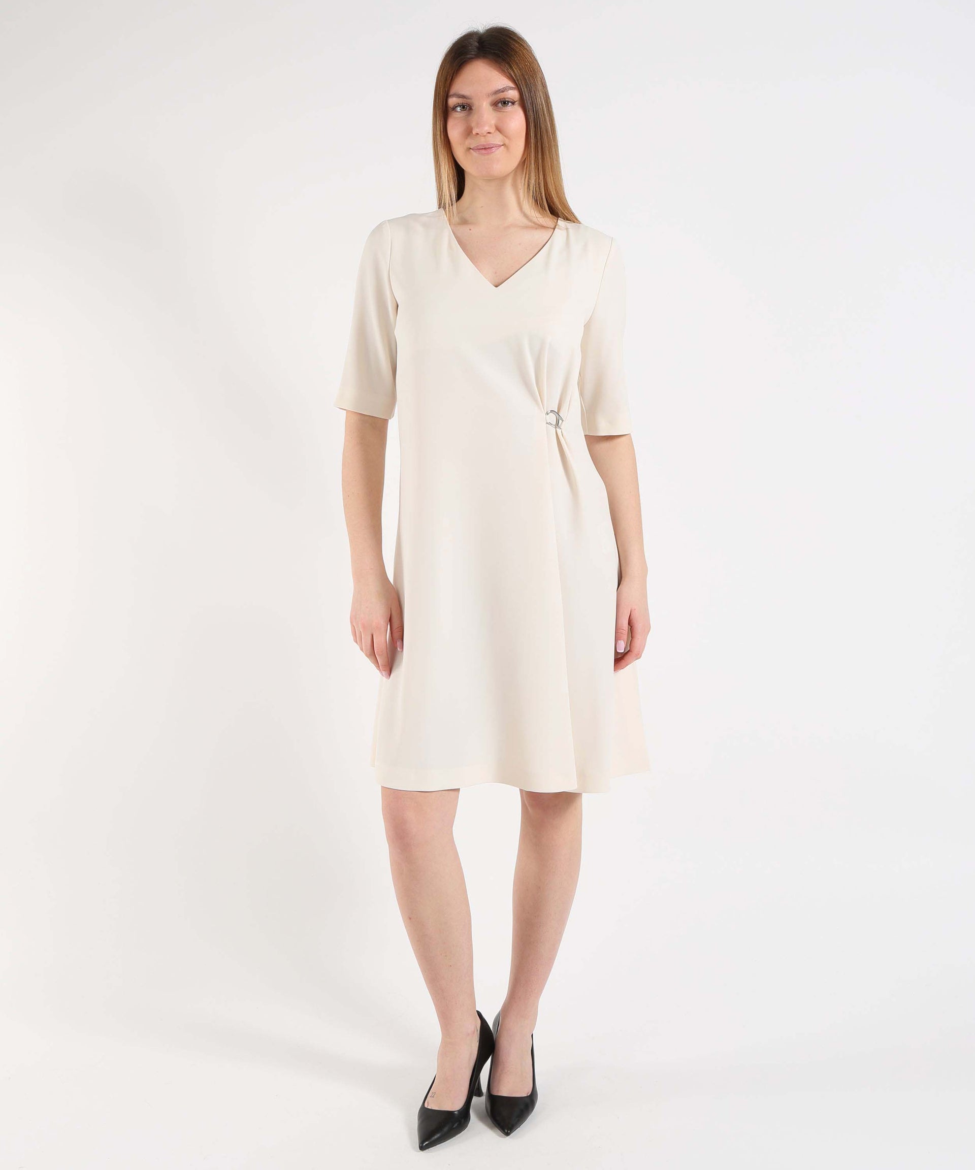 HERNO Abito Midi Donna Herno in Tessuto Fluido con Gancio Moschettone
