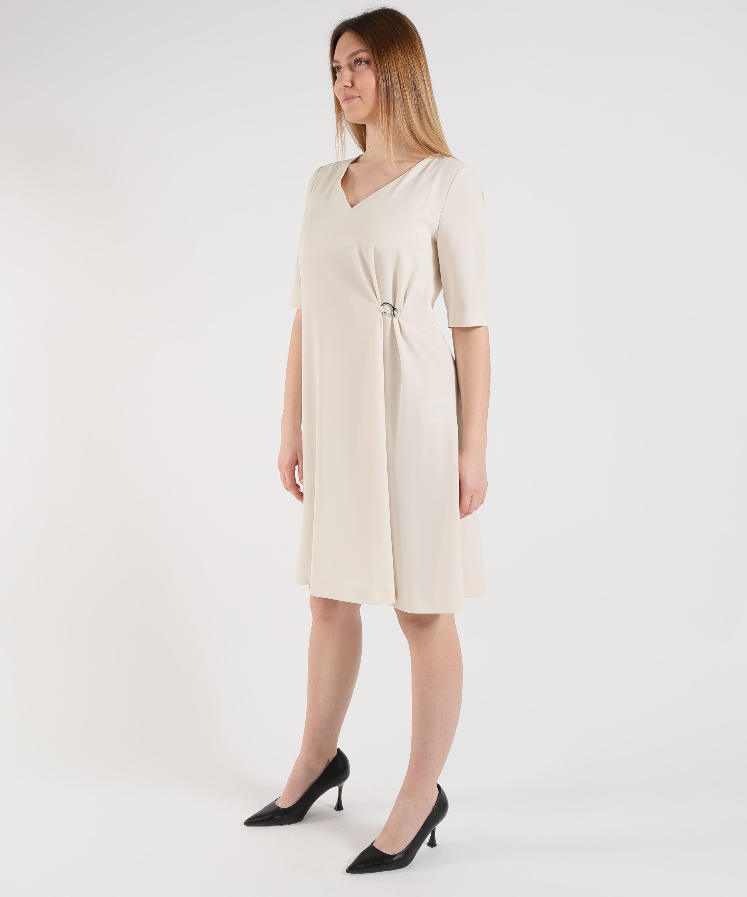 HERNO Abito Midi Donna Herno in Tessuto Fluido con Gancio Moschettone