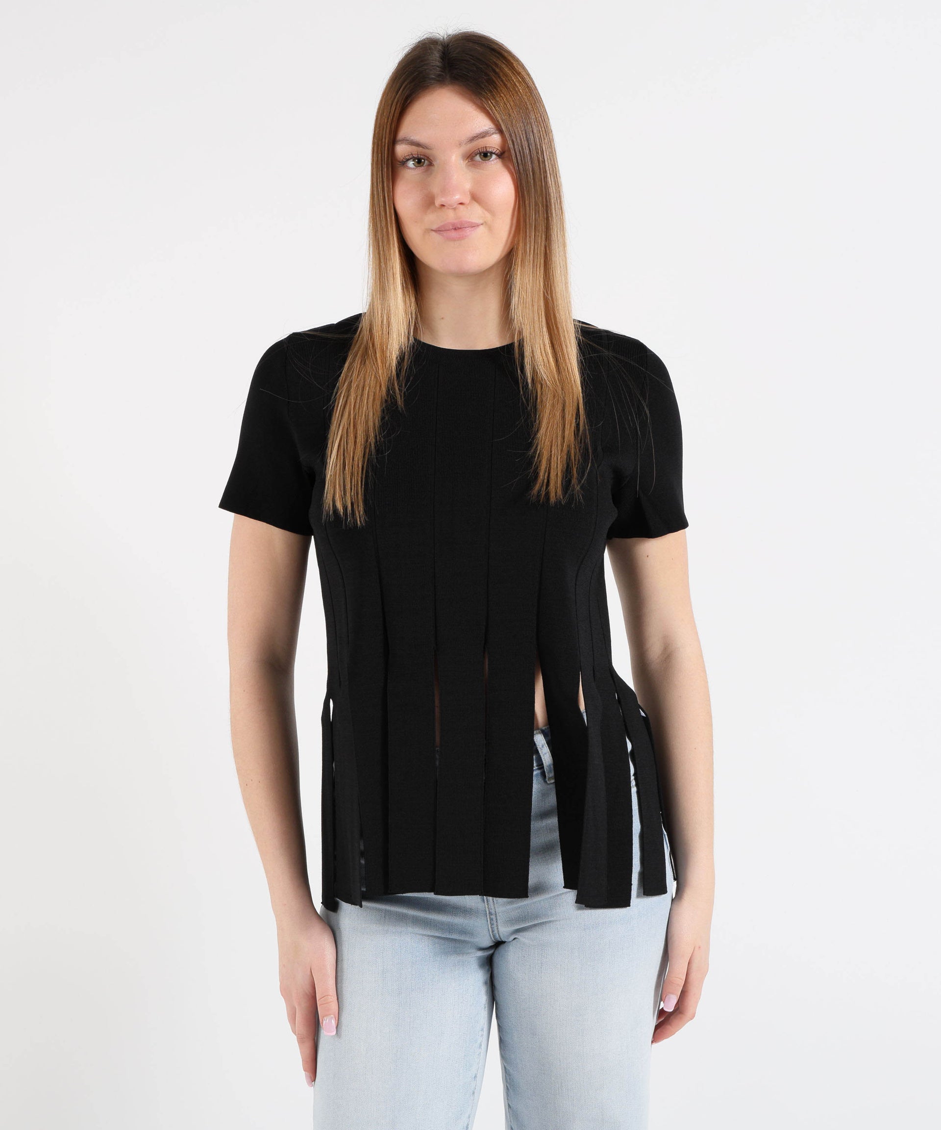 LIUJO BLACK Maglia con frange