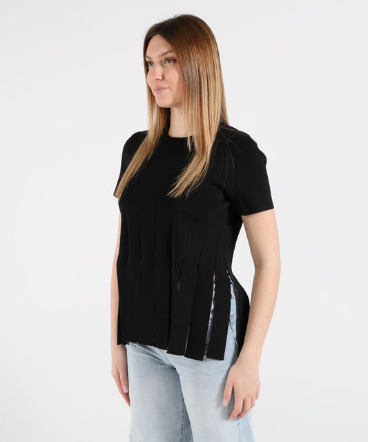 LIUJO BLACK Maglia con frange