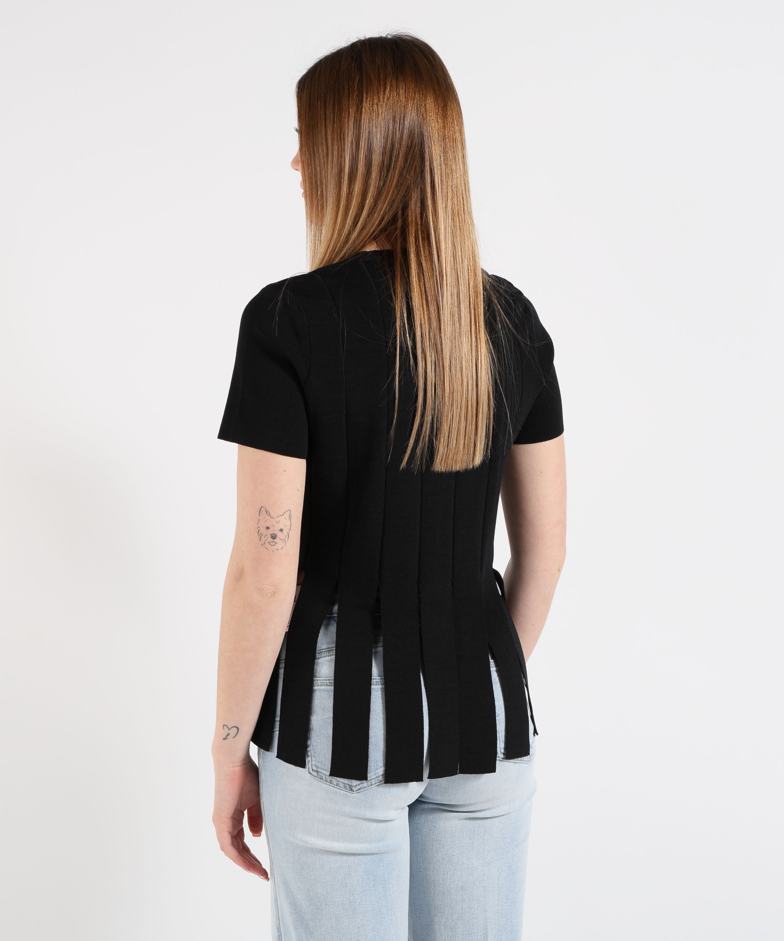 LIUJO BLACK Maglia con frange