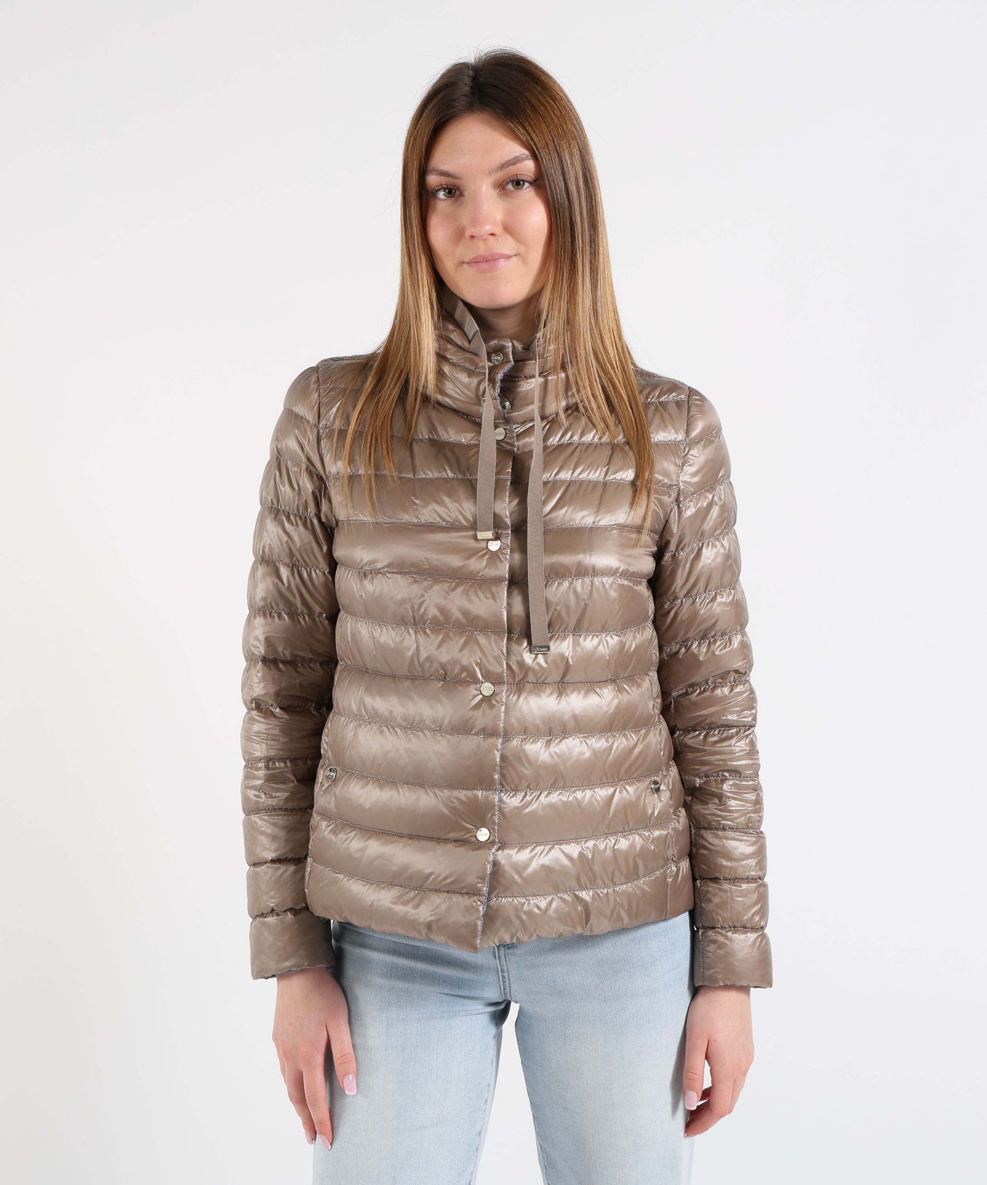 Piumini HERNO Cappa reversibile ultralight in nylon Tortora/azzurro | HERNO