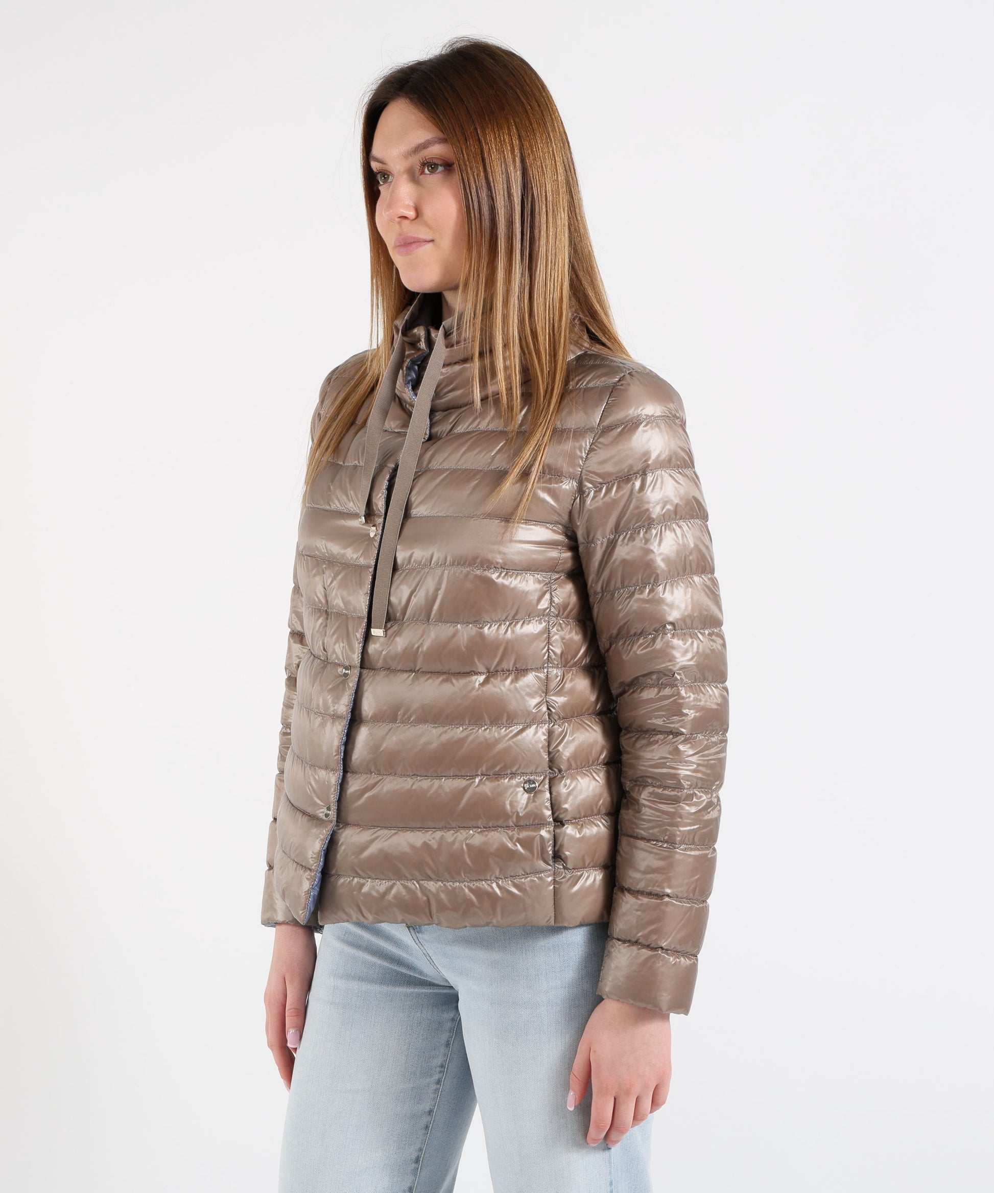 Piumini HERNO Cappa reversibile ultralight in nylon Tortora/azzurro | HERNO